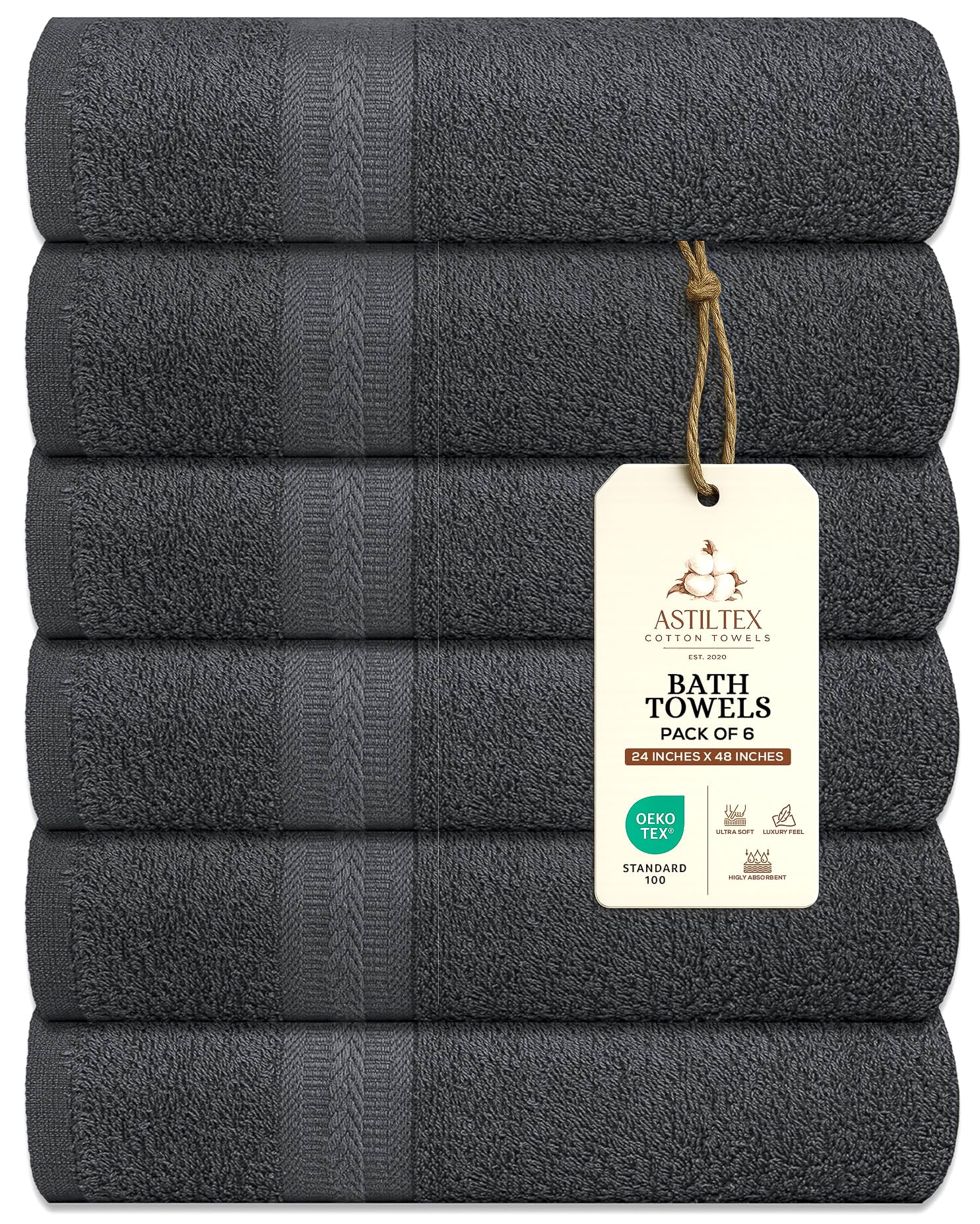 Medium Bath Towels Pack of 6