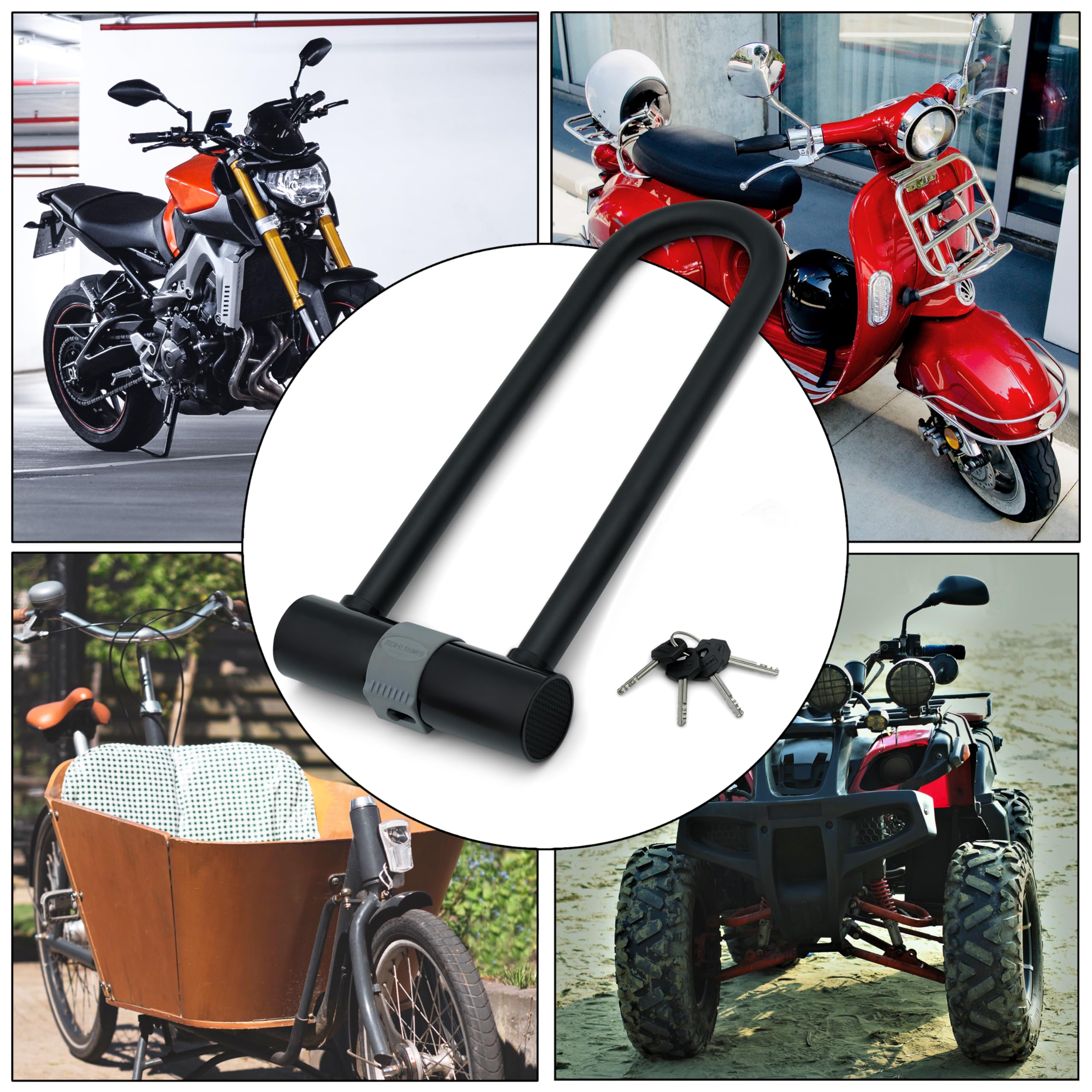 KOHLBURG Antivol en U de haute sécurité niveau 15+, Acier spécial 19 mm | Extrêmement sûr et 2,7 kg massif - Antivol pour moto, scooter, vélo électrique & vélo - U‑Lock vélos électriques & motos