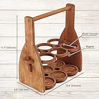Vista 5 de Carrito de cerveza de madera para 6 botellas, soporte plegable para bebidas, regalos para amantes de la cerveza para hombres, él, papá, paquete