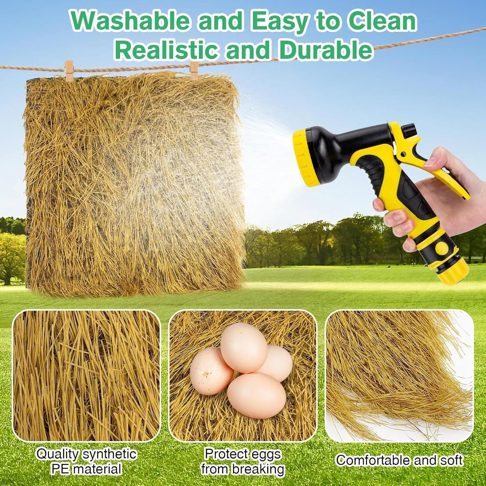 Hühnergras Teppich, Hühnchen -Nistpolster Für Hühnermantel, Natürliche Hühnerlegungsmatte, Künstliche Geflügelzubehör Für Gartenfarm Im Freien Im Freien, 6 Packung