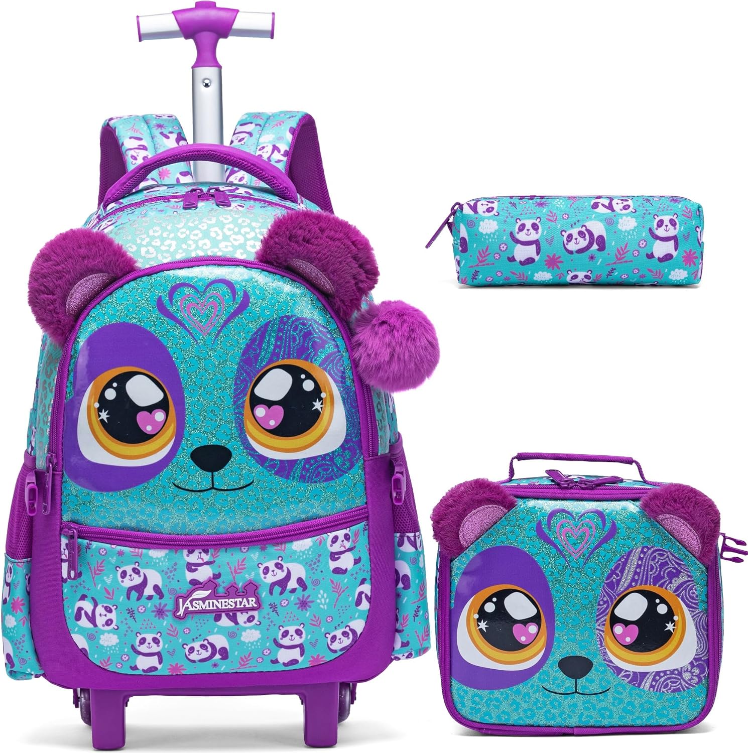 Meetbelify Rolling Backpack for Girls Backpacks with Wheels for Elementary School Students Kids 2 in 1 Travel Luggage Suitcase for Girls Age 8-10