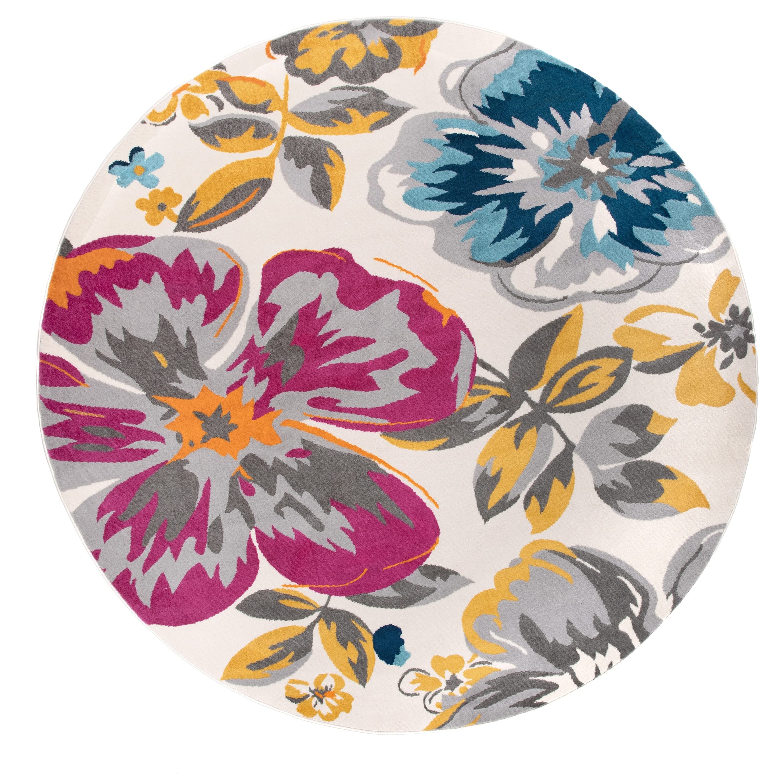 Modern Floral Round Rugs 6' 6" Multi (6' 6" Diameter)