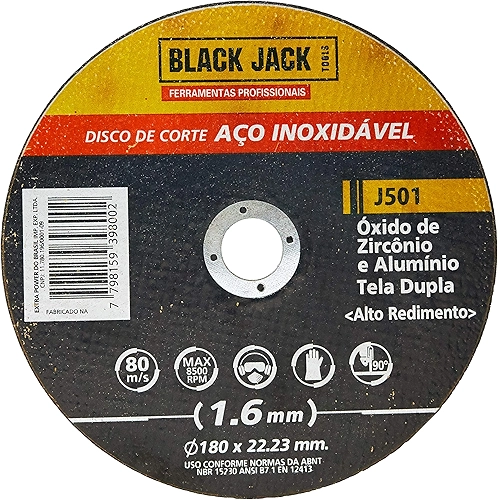 BLACK JACK Disco De Corte Para Aço Inox 180 X 1. 6 X 22. 23 Mm Black Jack J501