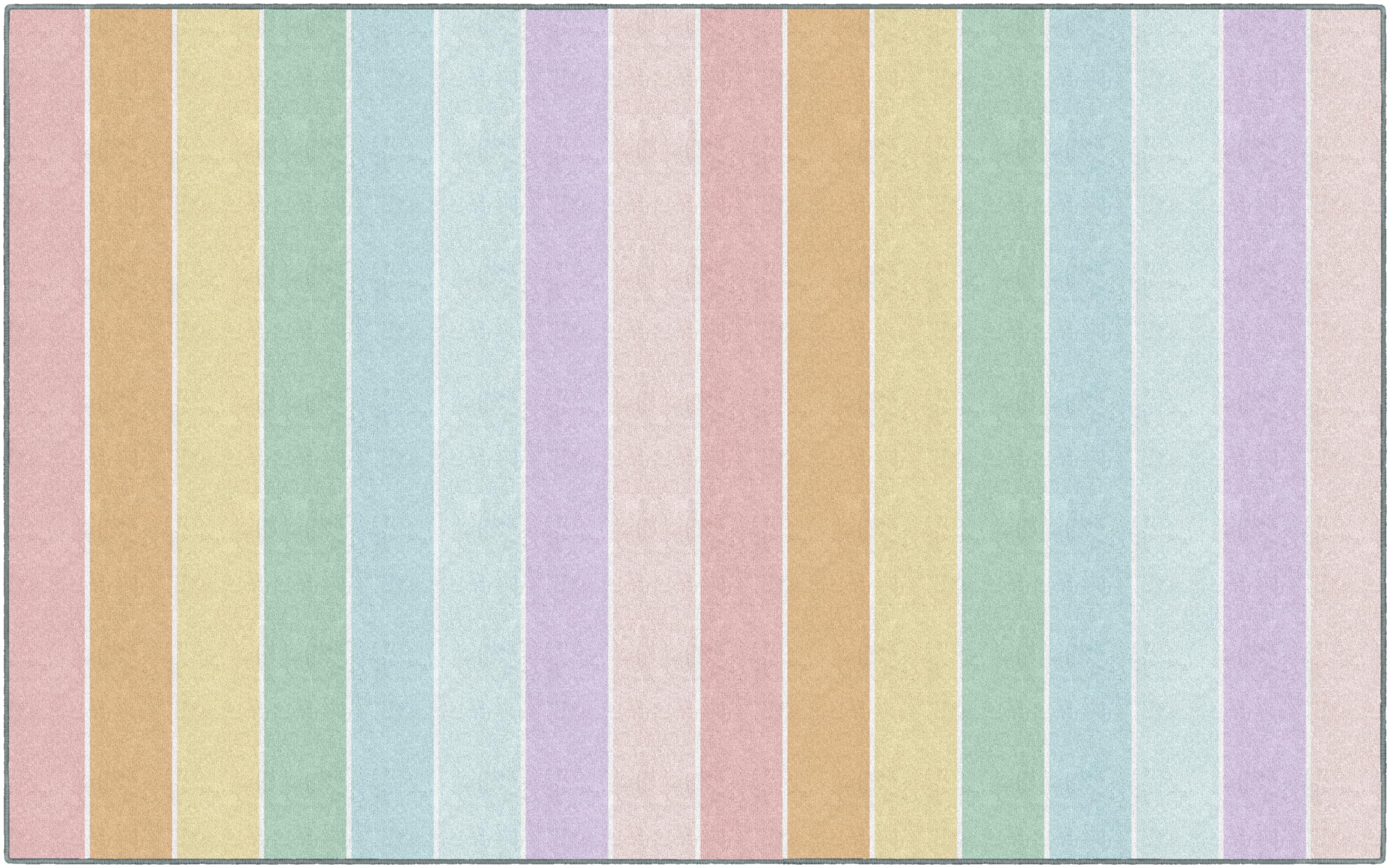 Flagship Carpets Schoolgirl Style Pastel Rainbow Stripe Educational Area Rug for Kids Room Seating Décor, Children's Classroom, Play Carpet for Teaching and Playroom, 7'6" x 12', Multi