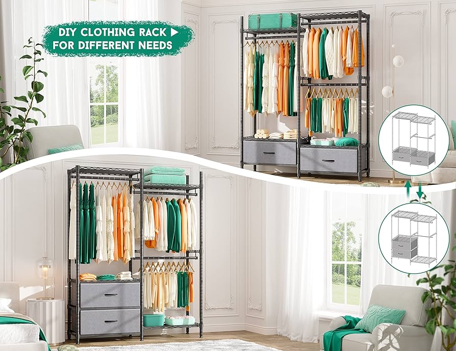 Amazon.com: REIBII Clothing Rack for Hanging Clothes Heavy