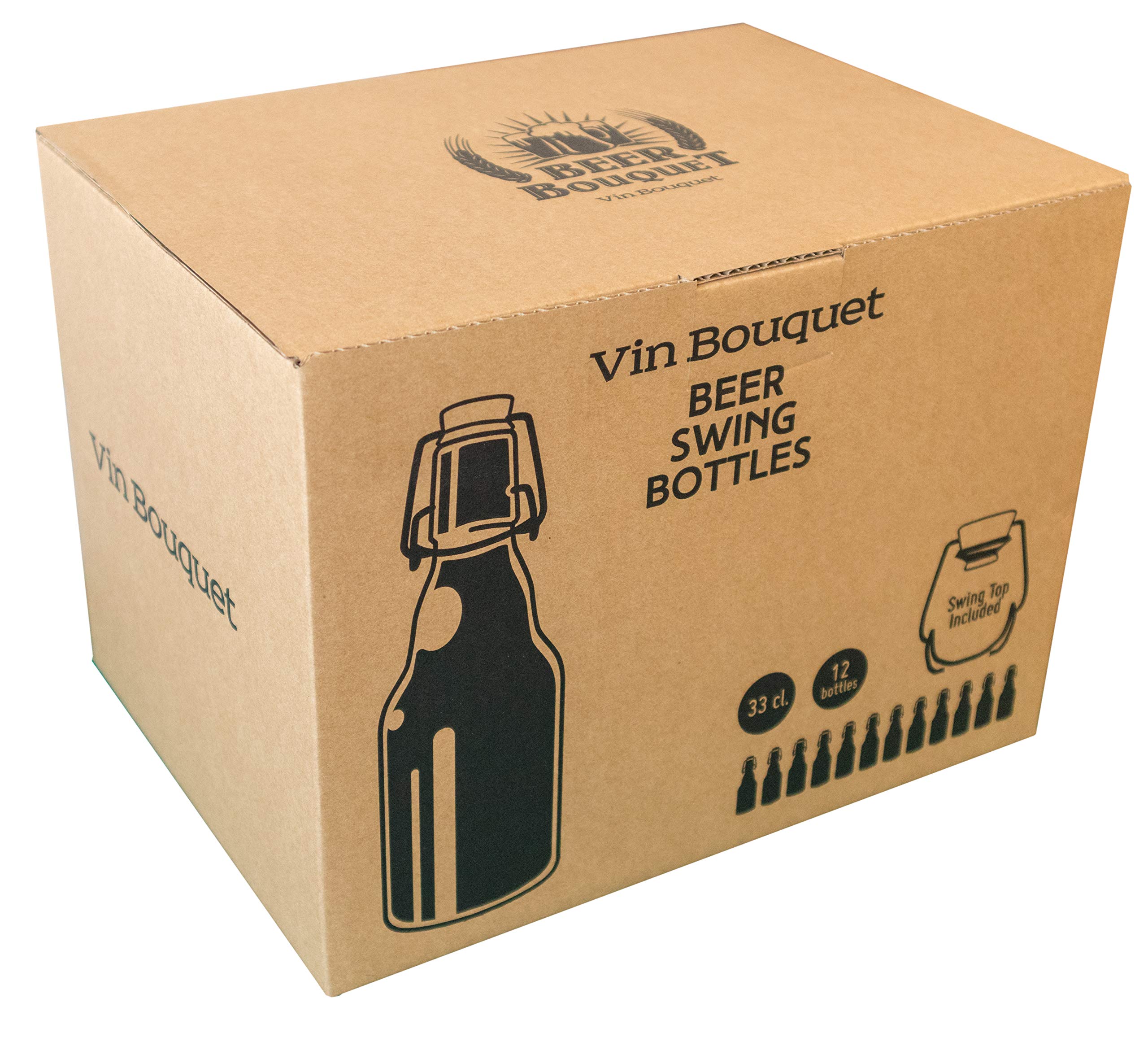 Vin Bouquet FIH 164 - Botellas swing para cerveza artesanal, 12 botellas para cerveza casera, regalo ideal para los amantes de la cerveza