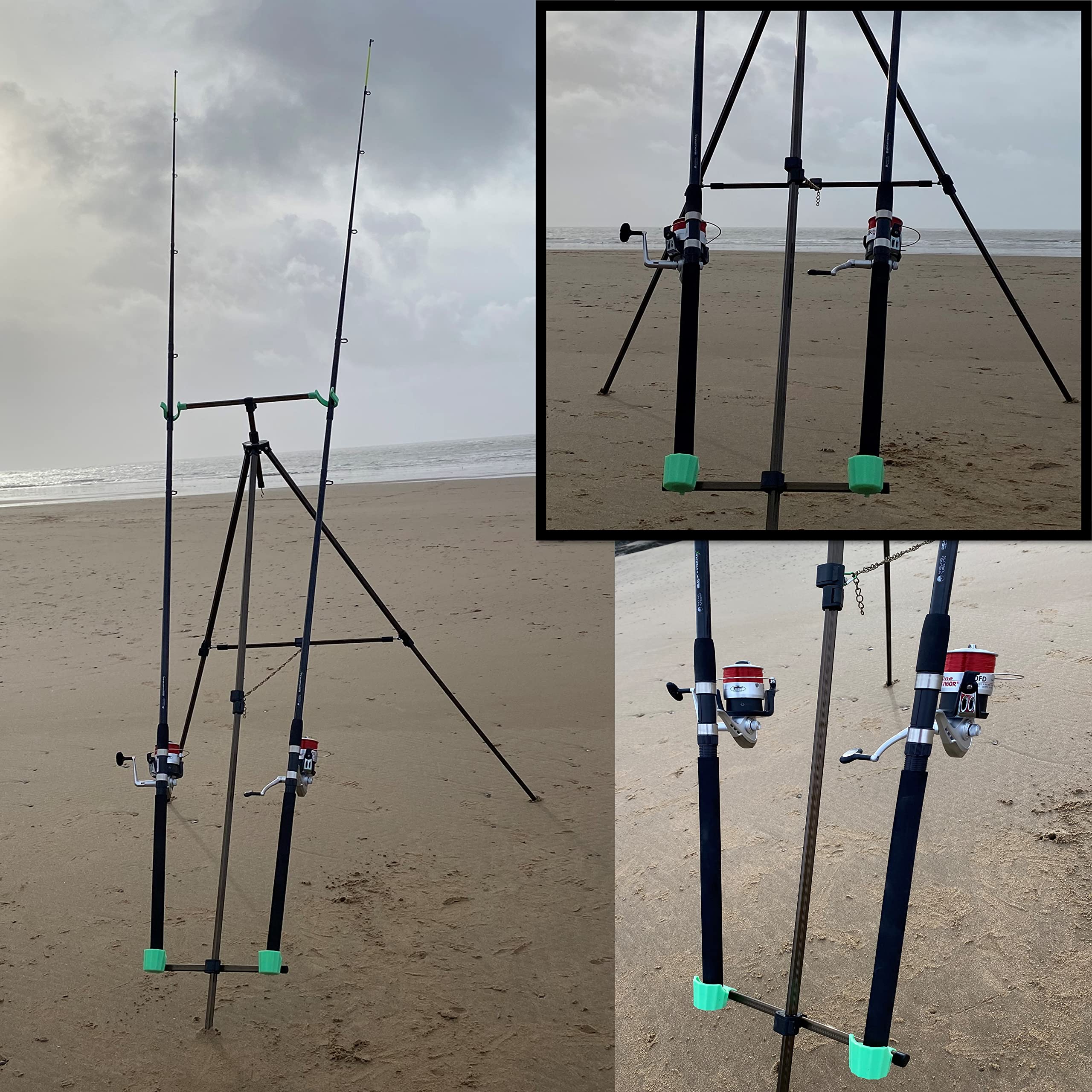 Angling Pursuits DELUXE SEA FISHING SET UP 2 X 12FT BEACHCASTER RODS + REELS NEW BEACH TRIPOD