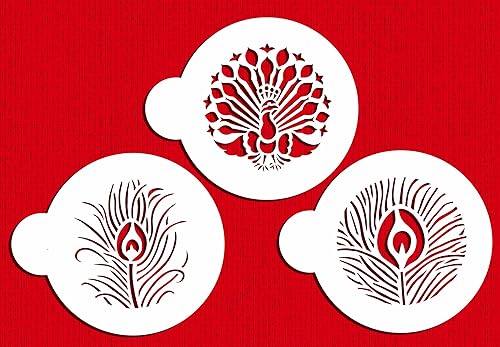 Designer Stencils Juego de plantillas de galletas de pavo real, beigesemitransparente