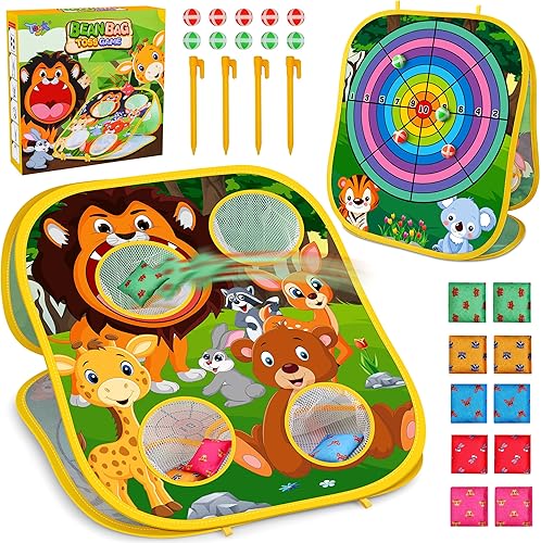 Juego de lanzamiento de bolsas de frijoles de animales, juego de lanzamiento al aire libre, suministros de fiesta familiar para niños, regalo para
