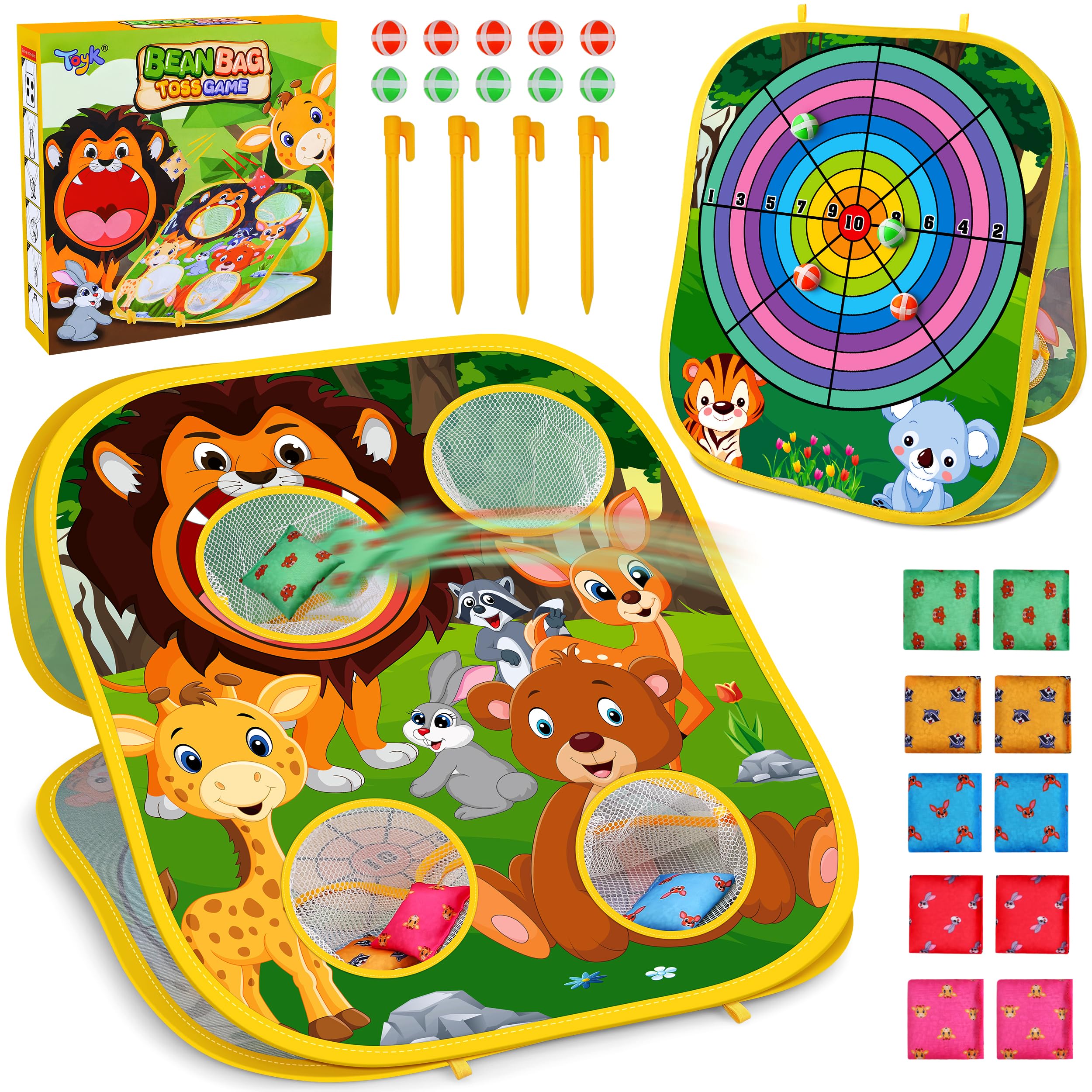 Animal Bean Bag Toss Game Toy Outdoor Toss Game, Family Party Party Supplies for Kids, Gift for Boys Birthday or Christmas for Toddlers Ages 3 4 5 6 Year Old