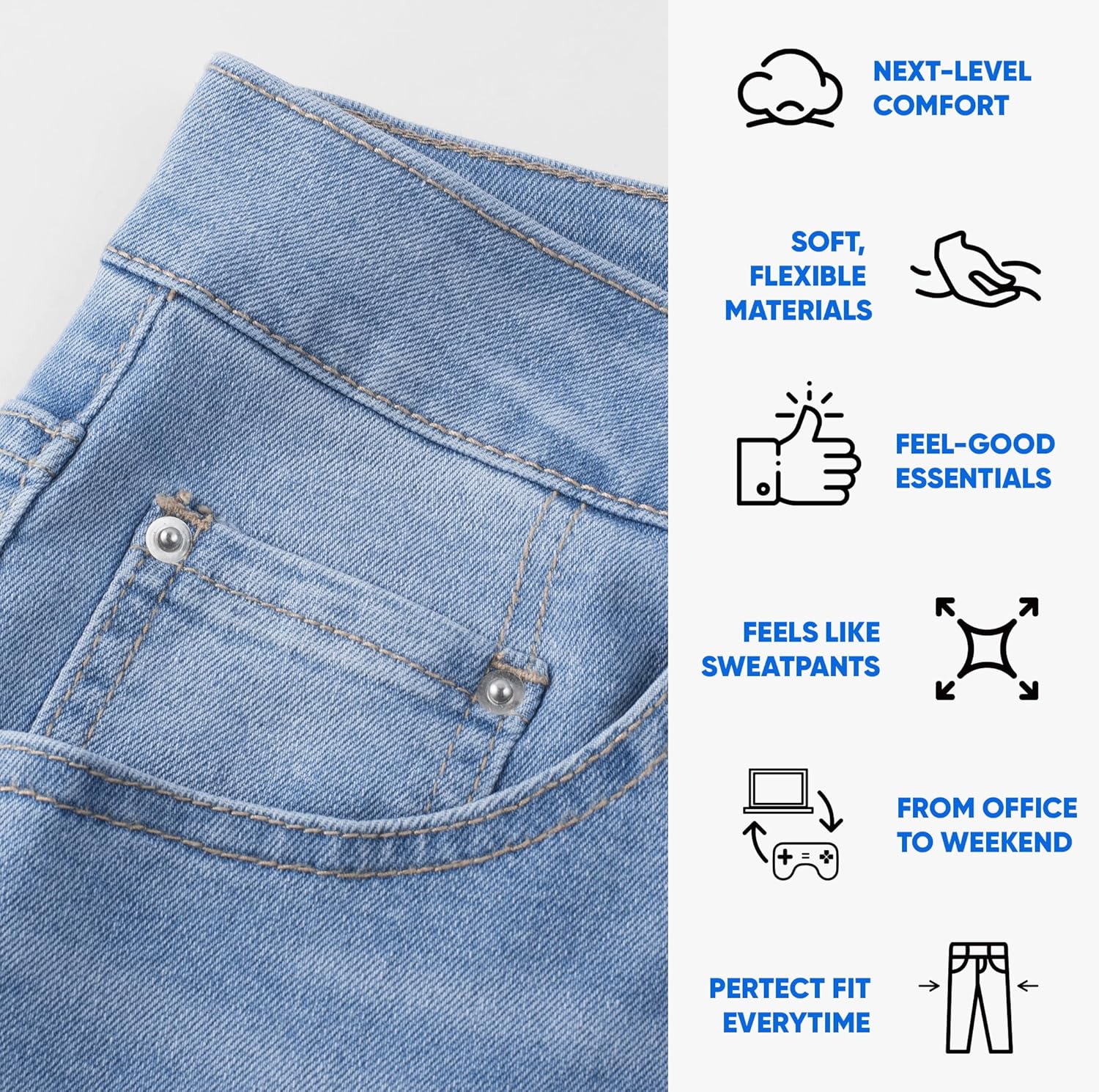 JMIERR Men's Stretch Jeans Regular Fit Straight Leg Casual Denim Pants - Image 5