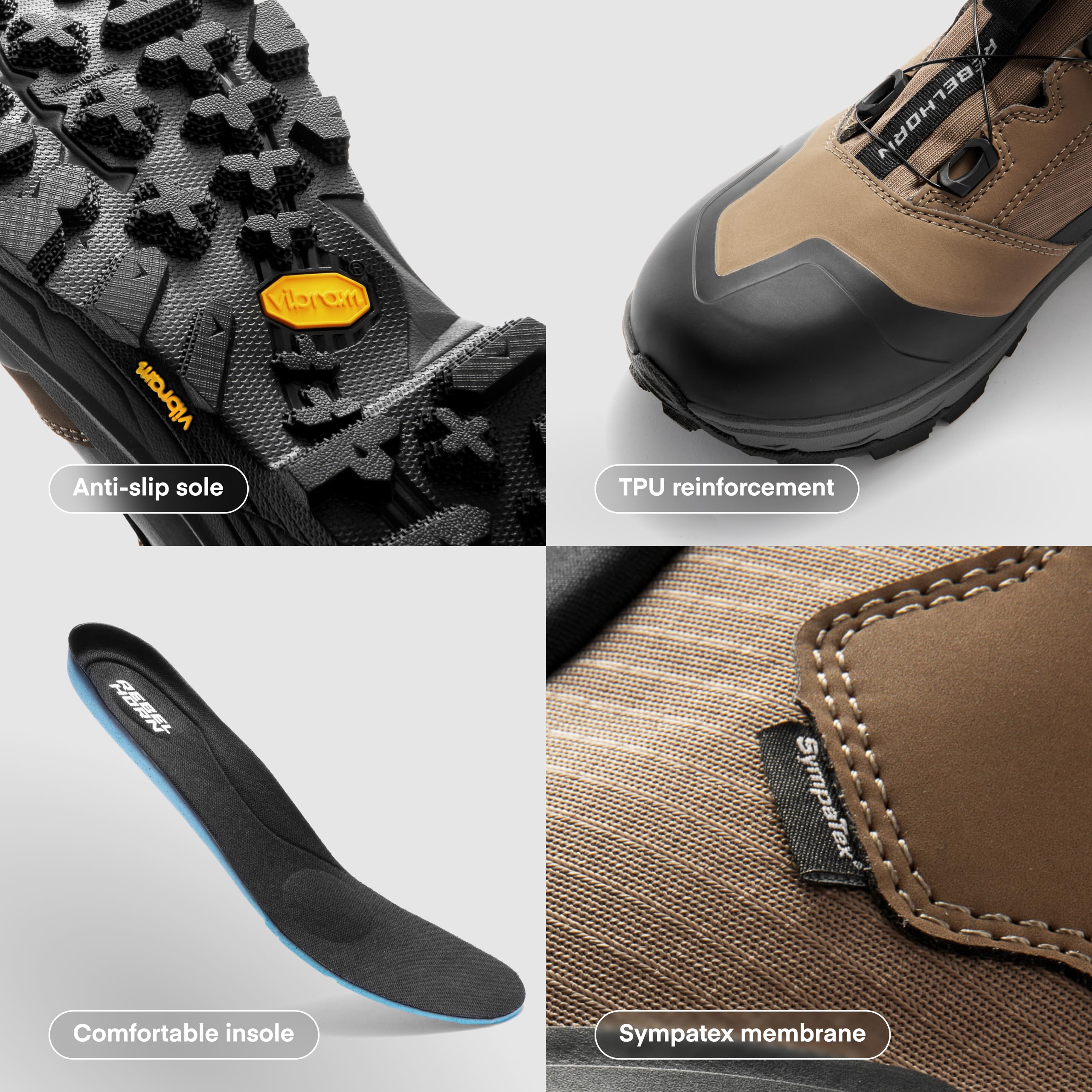 REBELHORN Defender Motorradstiefel Herren und Damen | Leder PU und Textil | Knöchel Protektoren | ATOP Schnellschnürung | Sympatex Membran | Vibram Sohle | Größen bis 47