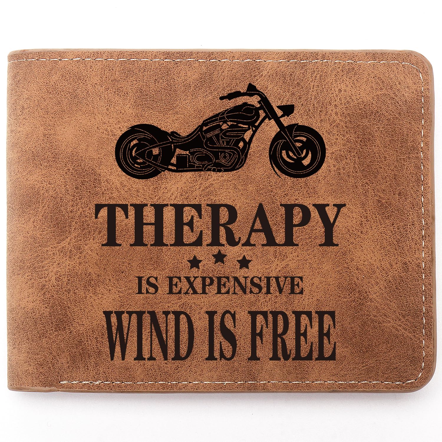 TZYTHT Motorcycle Gifts,Leather Wallet for Men,Engraved Personalized Leather Wallet,Men Safe Ride Travel Biker Gift New Driver Gift Birthday Gifts (