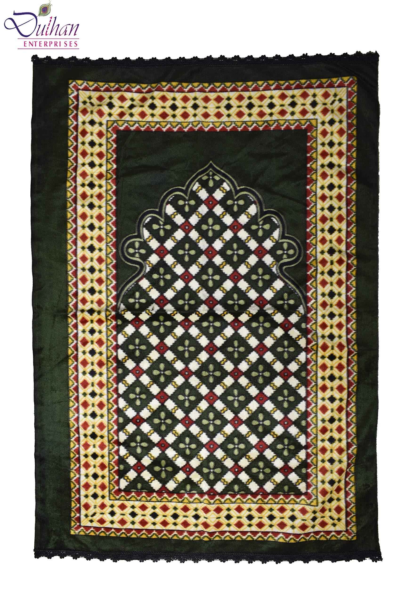 Velvet Prayer Mat (Green, Standard) Dulhan
