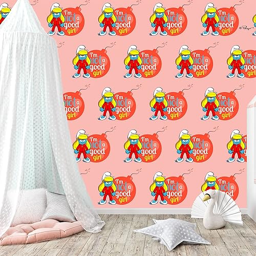 Vista 2 de EGD The Smurfs - Papel tapiz para despegar y pegar de la serie X The Smurfs, colección Prime, papel tapiz temático para diseño de interiores