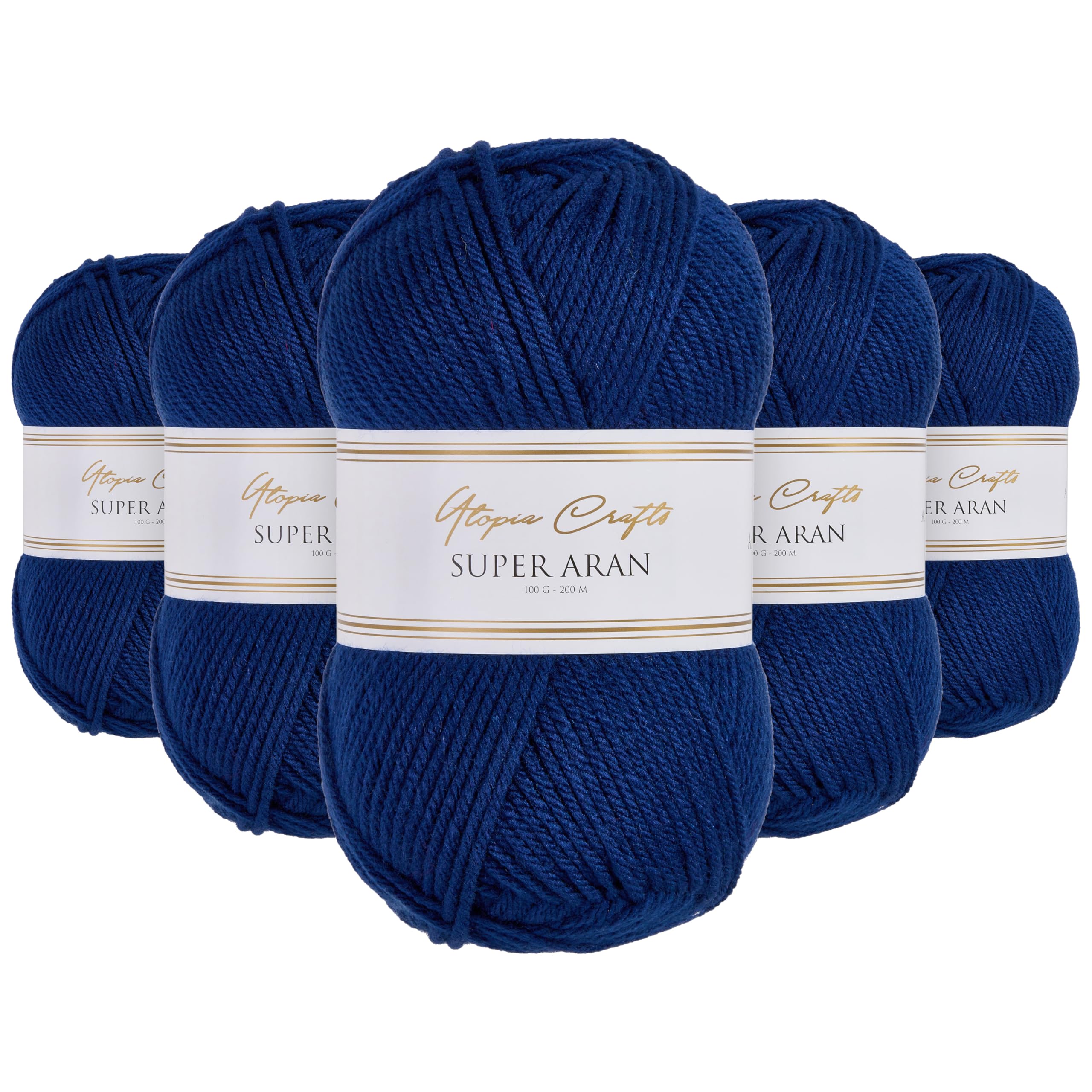 Utopia Crafts Super Aran Knitting and Crochet Yarn 5X 100g (Twilight Indigo)