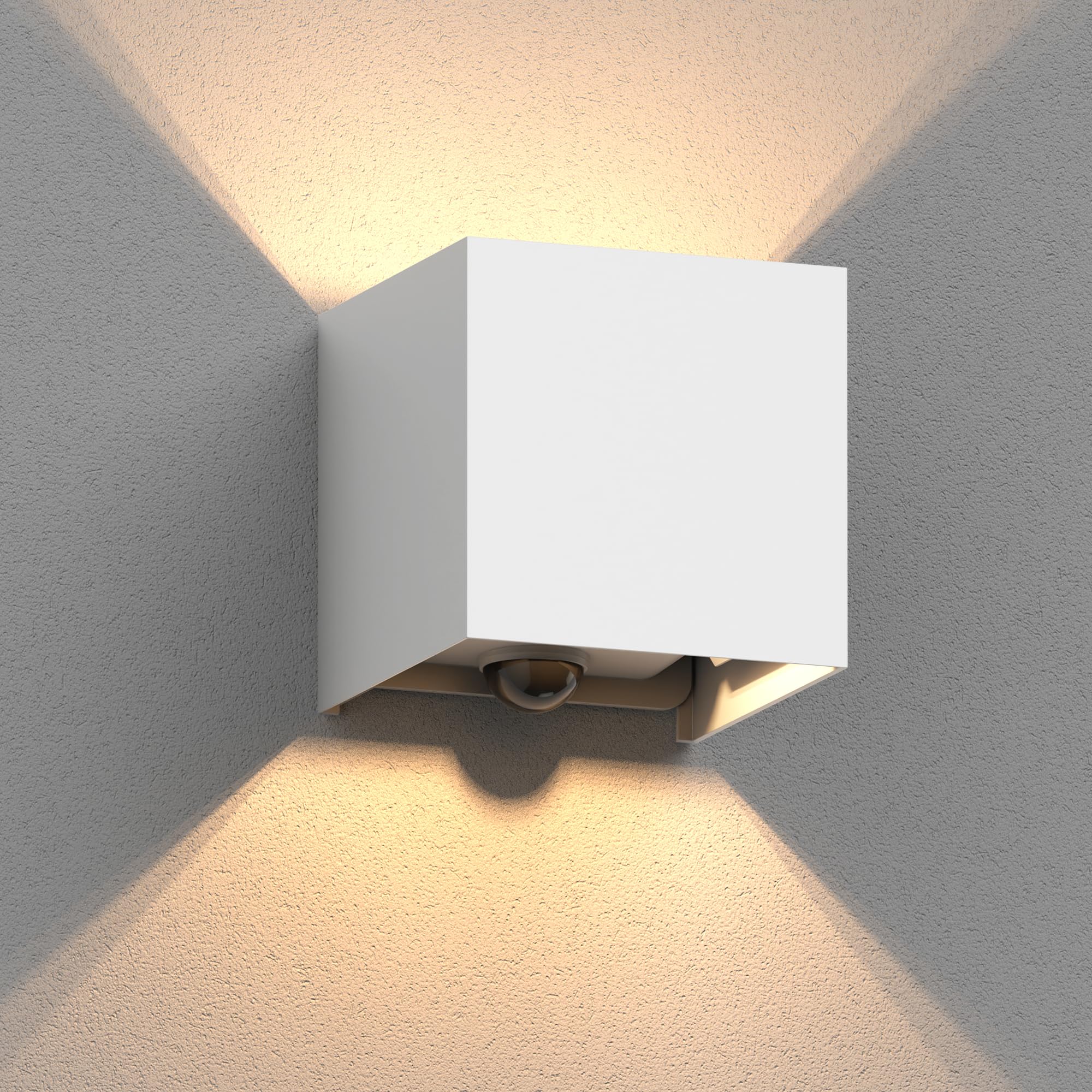 ledscom.de Wall Light CUBEL for Outdoors, IP65, up/Downlight, Motion Detector, White matt, Square, 1x G9 max. 10W — image 1
