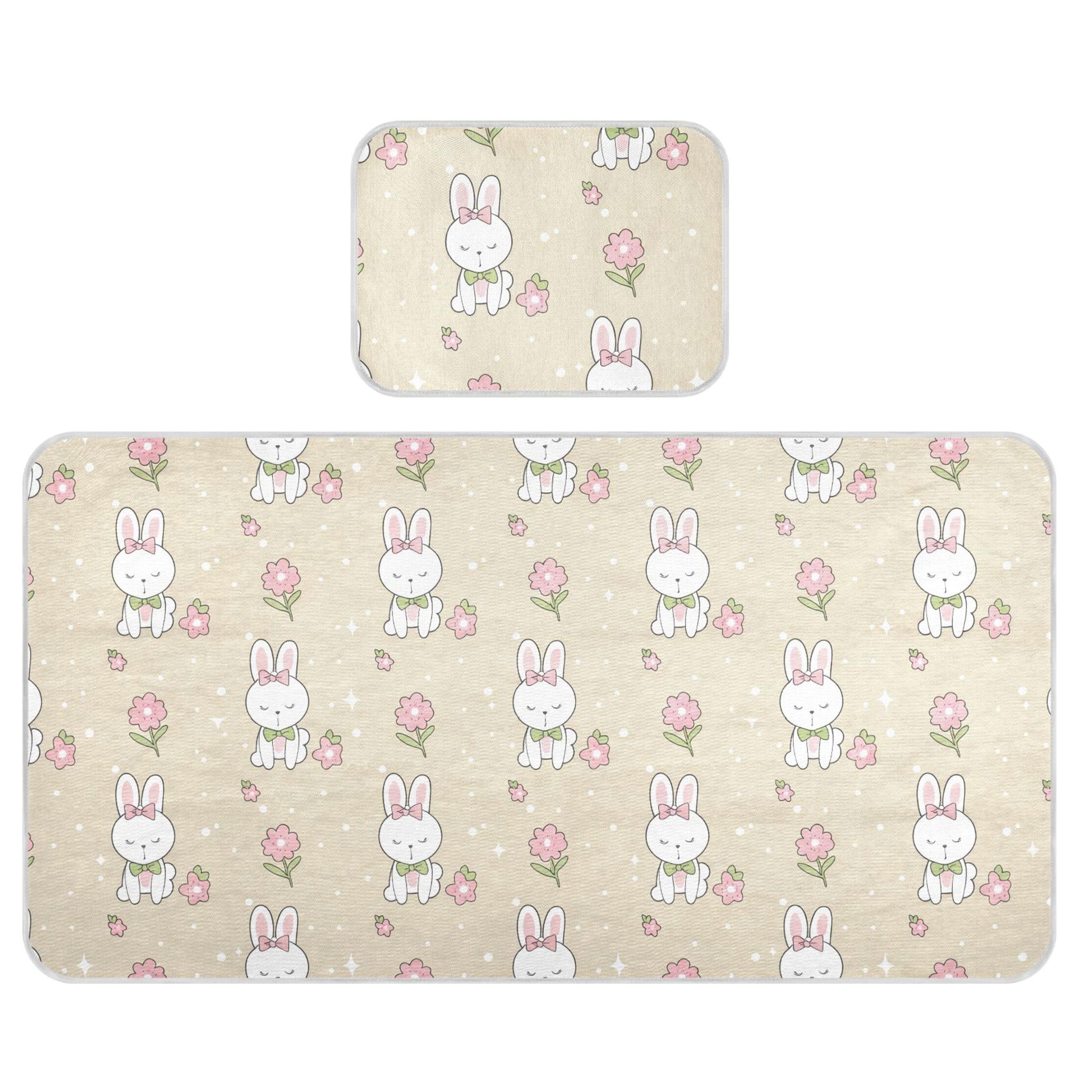 Takiito Cute Bunny Baby Cooling Mattress Pad, Soft & Breathable Cooling Mat Keep Baby Cool in Summer 28x52 in, Nursery Essential