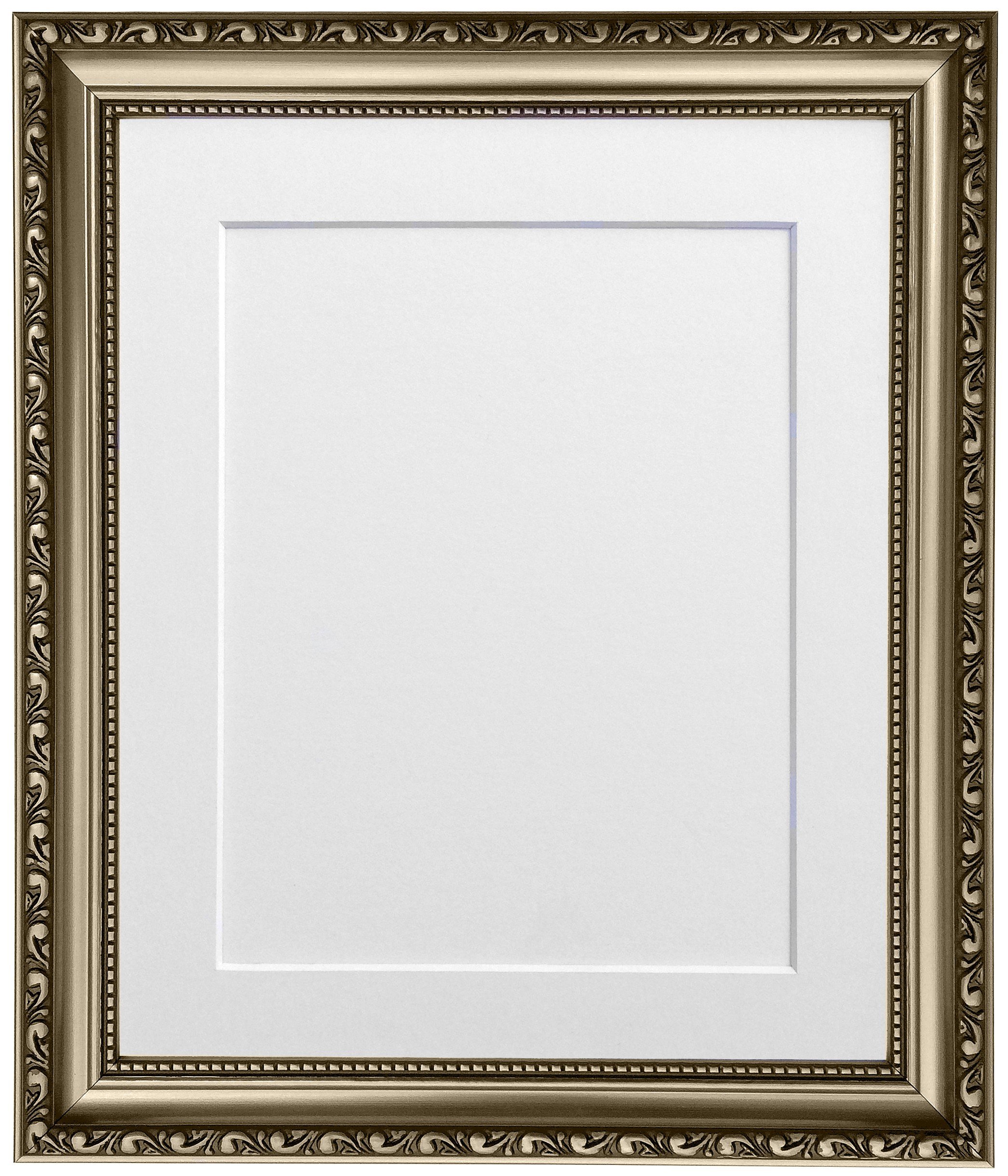 Frames By Post White Mount Shabby Chic Gunmetal Picture Photo Frame With 14 X 11 For Image Size 10 X 8