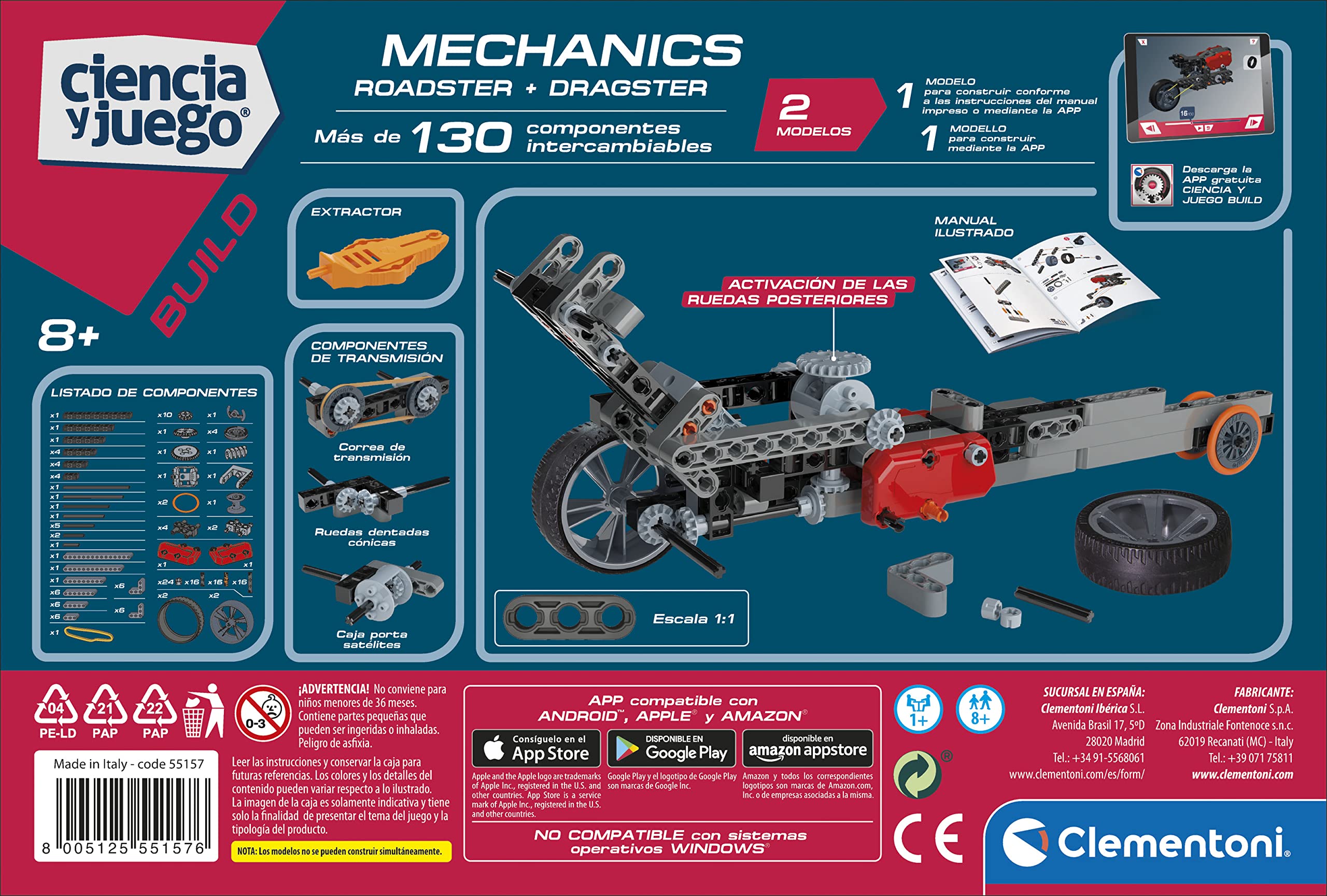 Amazon.com: Clementoni 55157.6 Mechanics Laboratory Toy, Roadster