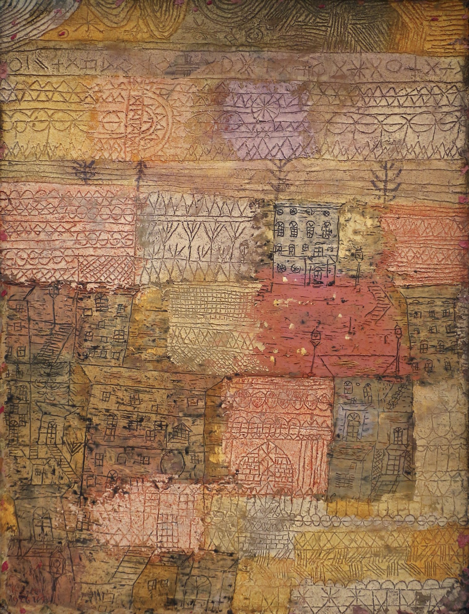 Cuadro decorativo Paul Klee Ville Fiorentine 1926 enmarcado en madera marrón con acabado mate