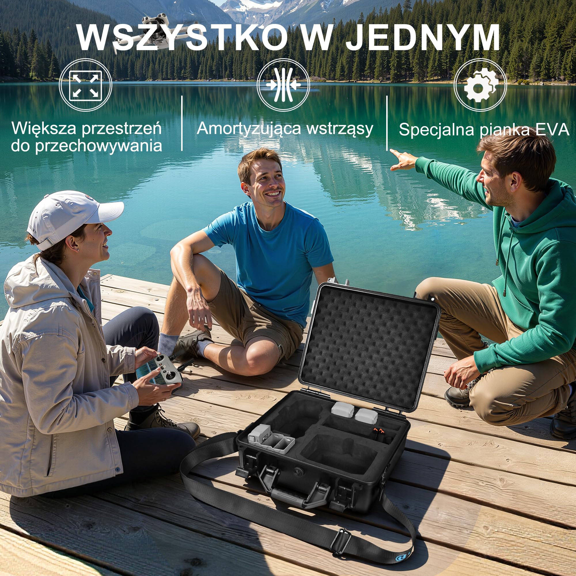 Lekufee Wodoodporna twarda walizka transportowa dla drona DJI Mini 5 Pro, Fly More Combo, DJI RC 2/RC N3, 6 baterii, stacja ładująca i inne akcesoria (tylko walizka)