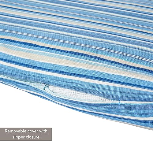 Miniatura 4 de Greendale Home Fashions Cojín reversible para silla de salón para exteriores, rayas azules de acero