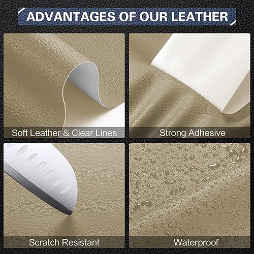 Miniatura 70 de Kit de reparación de cuero para muebles de 4 x 63 pulgadas, parche de reparación de cinta de cuero autoadhesivo para sofá, kit de parches