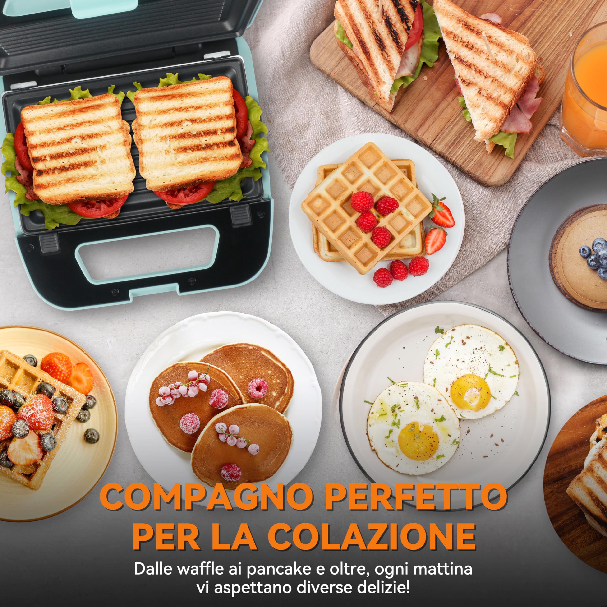 Baker's Friend Cialdaiera 3 in 1 con Piastre Rimovibili, Cialdaiera Quadrata con Piastre Rimovibili, Pressa per Pancake e Panini, Produttore di Formaggio Grigliato, Antiaderente, Acciaio Inossidabile,