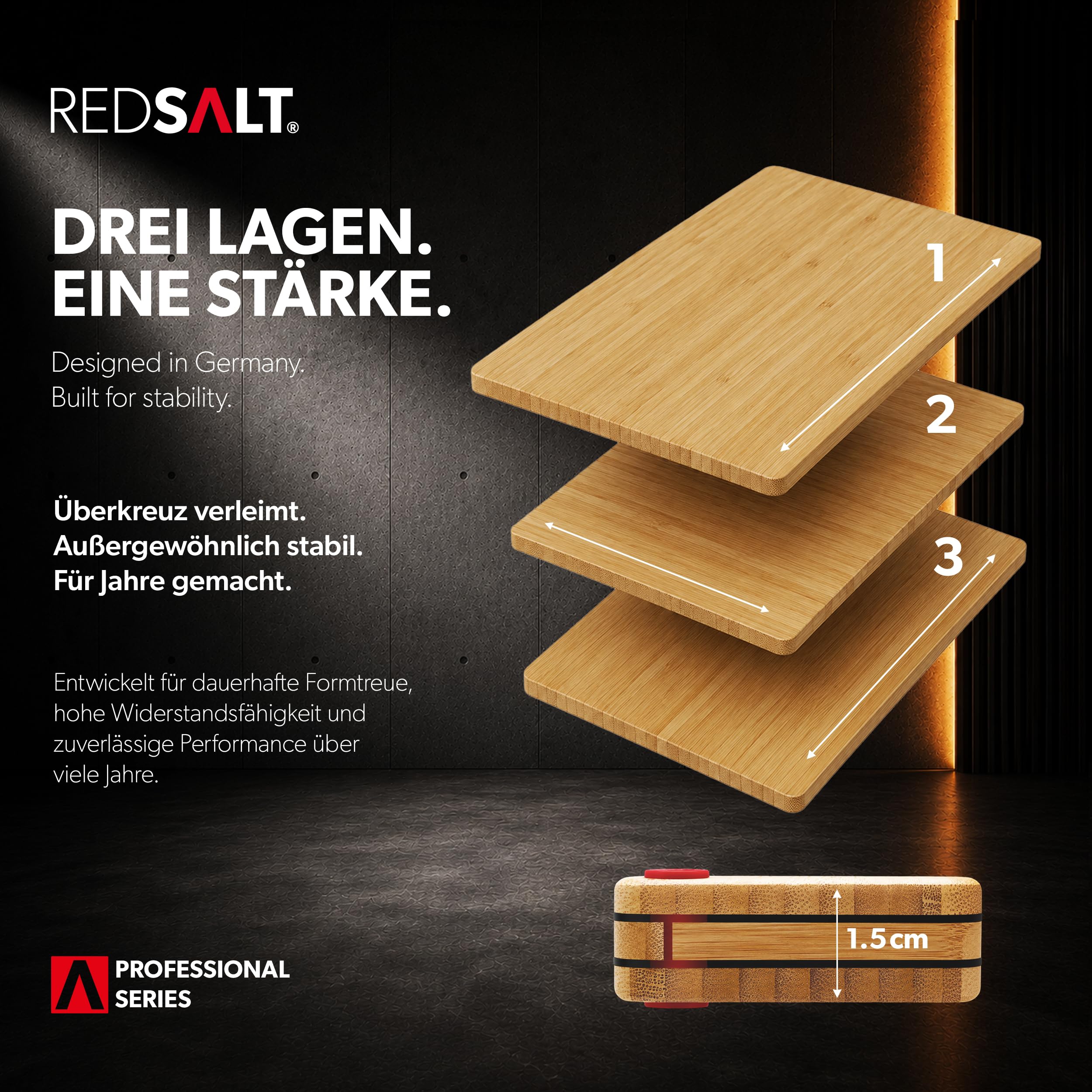 REDSALT Bambus Schneidebrett 3er Set rutschfest Premium Holz Küchenbretter | Cutting Board beidseitig, Holzschneidbretter antibakteriell, tiefe Saftrille | Holzbretter Küche Grill Holzschneidbretter