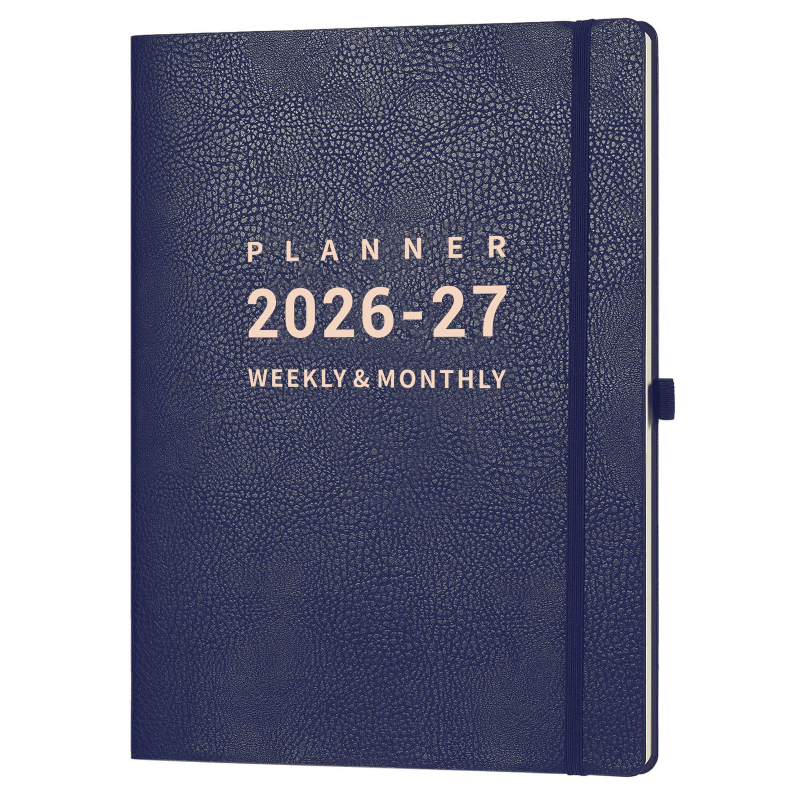 – Academic Diary 2026 2027 - A4 Diary 2026 2027 Week to View from Aug. 2026 to Jul. 2027, Soft Blue Leather Cover, 21.7 x 28.3 x 1.5 cm, Blue