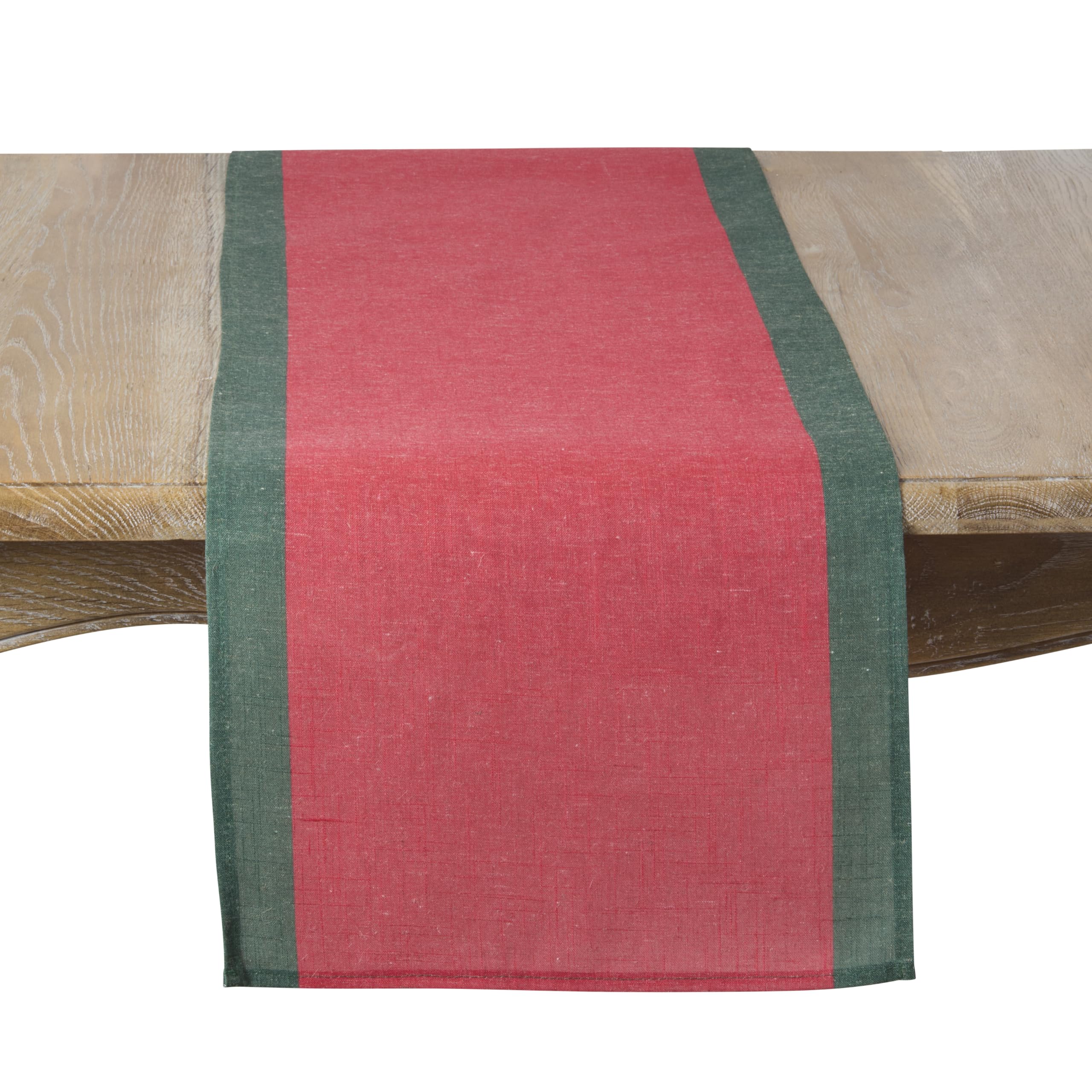SARO LIFESTYLE Bordered Linen Blend Table Runner - Decorative Table Runner for Dining Tables, Everyday Entertaining, Kitchen Décor, and Layered Tablescapes, 16"x72", Red