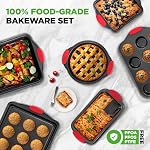 NutriChef Baking Set - 6 Piece Bakeware with Nonstick Carbon Steel for Easy Release and Cleanup, Durable and Versatile Design, Includes Cookie Sheet, Loaf Pan, Muffin Tin & More