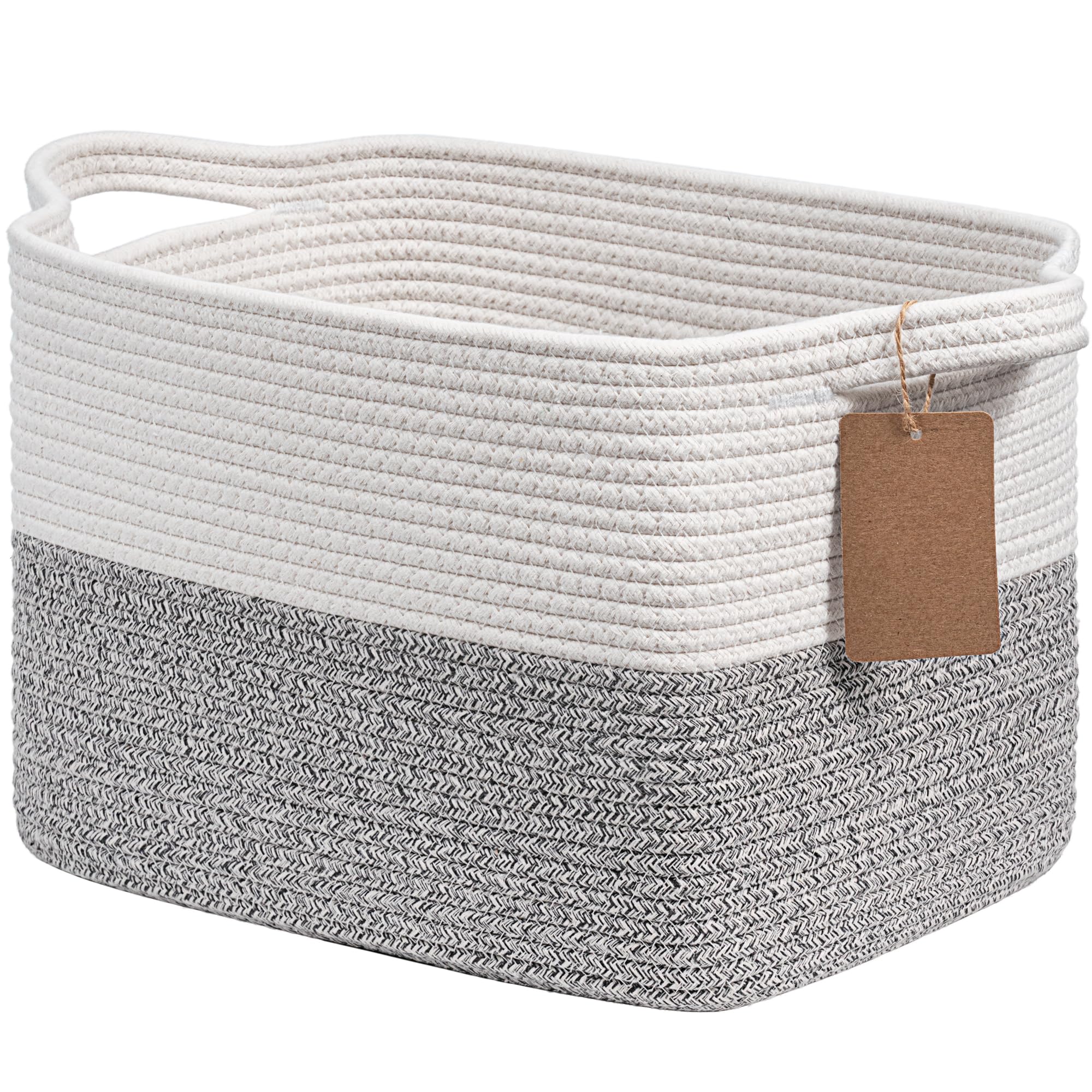 TIMEYARD Aufbewahrungskorb Kinder, Körbe Aufbewahrung, Organizer Körbe, Baumwolle Korb für Regal, Bad, Aufbewahrungskorb Klein, 34x28x24cm, Grau