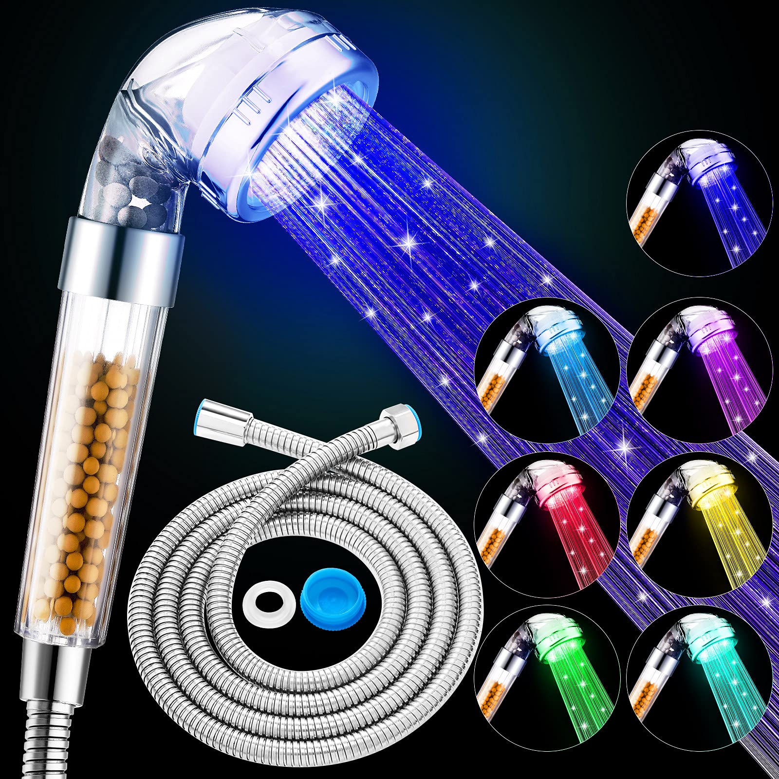 Amazon.co.jp: LED レインボー シャワーヘッド 79インチ