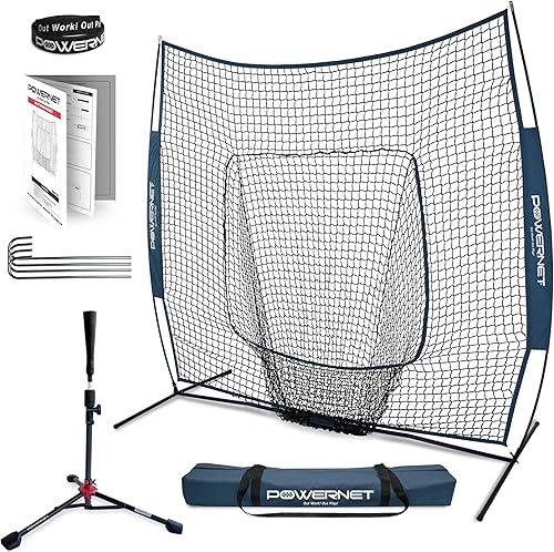 Miniatura 11 de PowerNet Baseball Softball Practice Net 7x7 with Baseball Accessories for Practice Pitching, Batting & Fielding, Ball Caddy, Weighted Baseballs, Tee