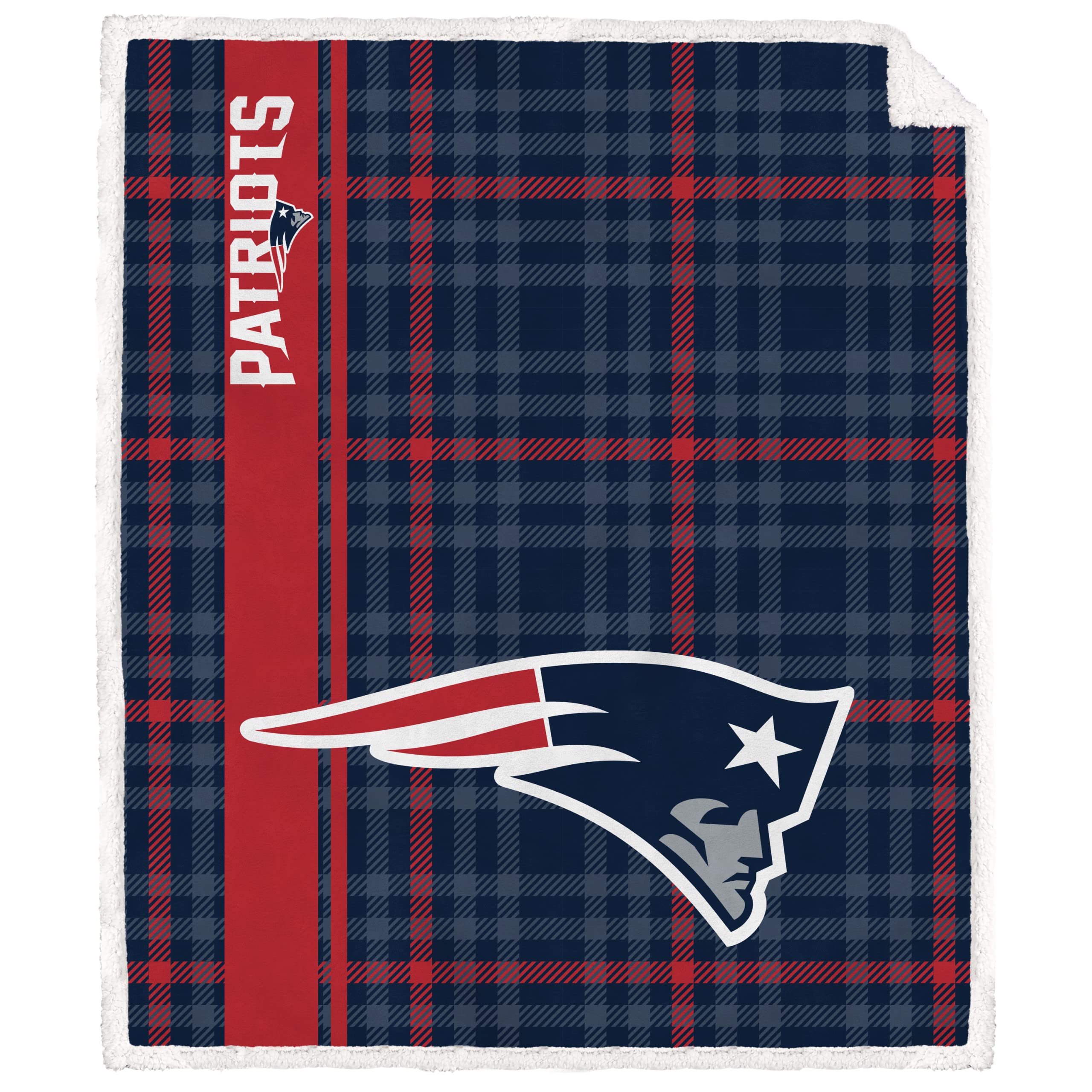 Proformance Home Officially Licensed NFL 60" x 70" Vertical Plaid Sherpa Flannel Fleece Throw Blanket