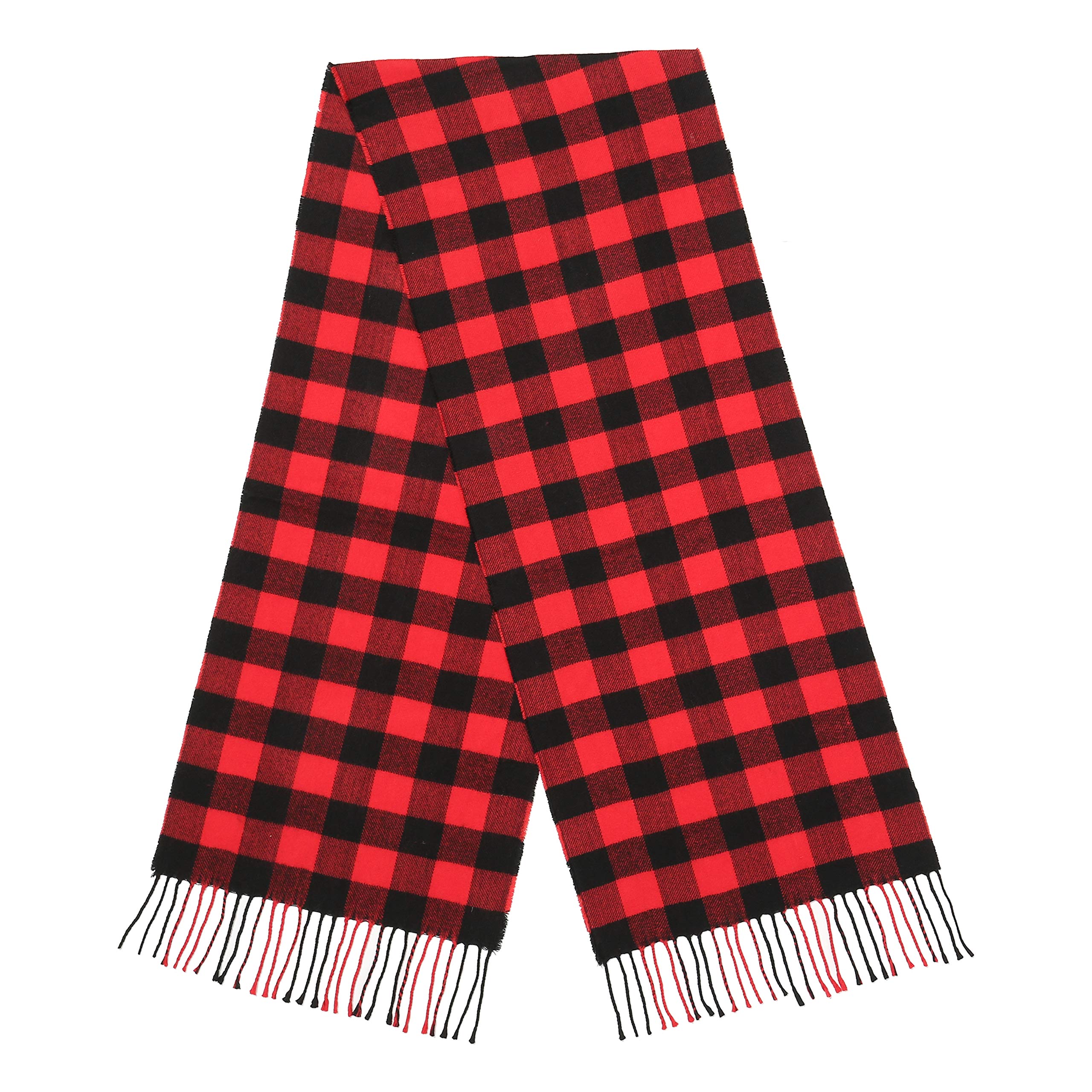 Betterlinebuffalo Red And Black Plaid Flannel Scarf For Women Men