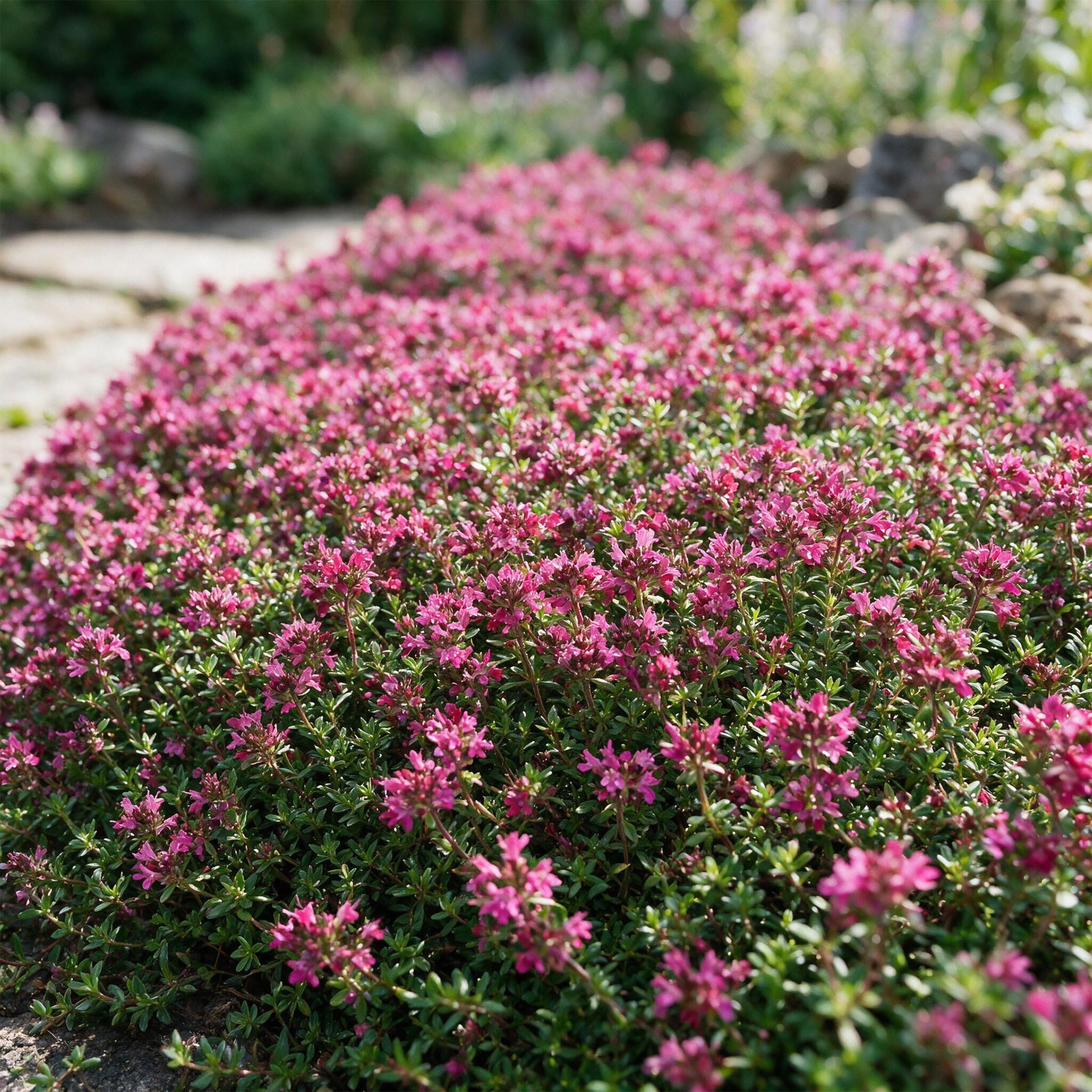 Thymus praecox Red Carpet - Tomillo rastrero - Aromático - Rojo-rosa - 15-25cm - Ø11cm - Planta de jardín