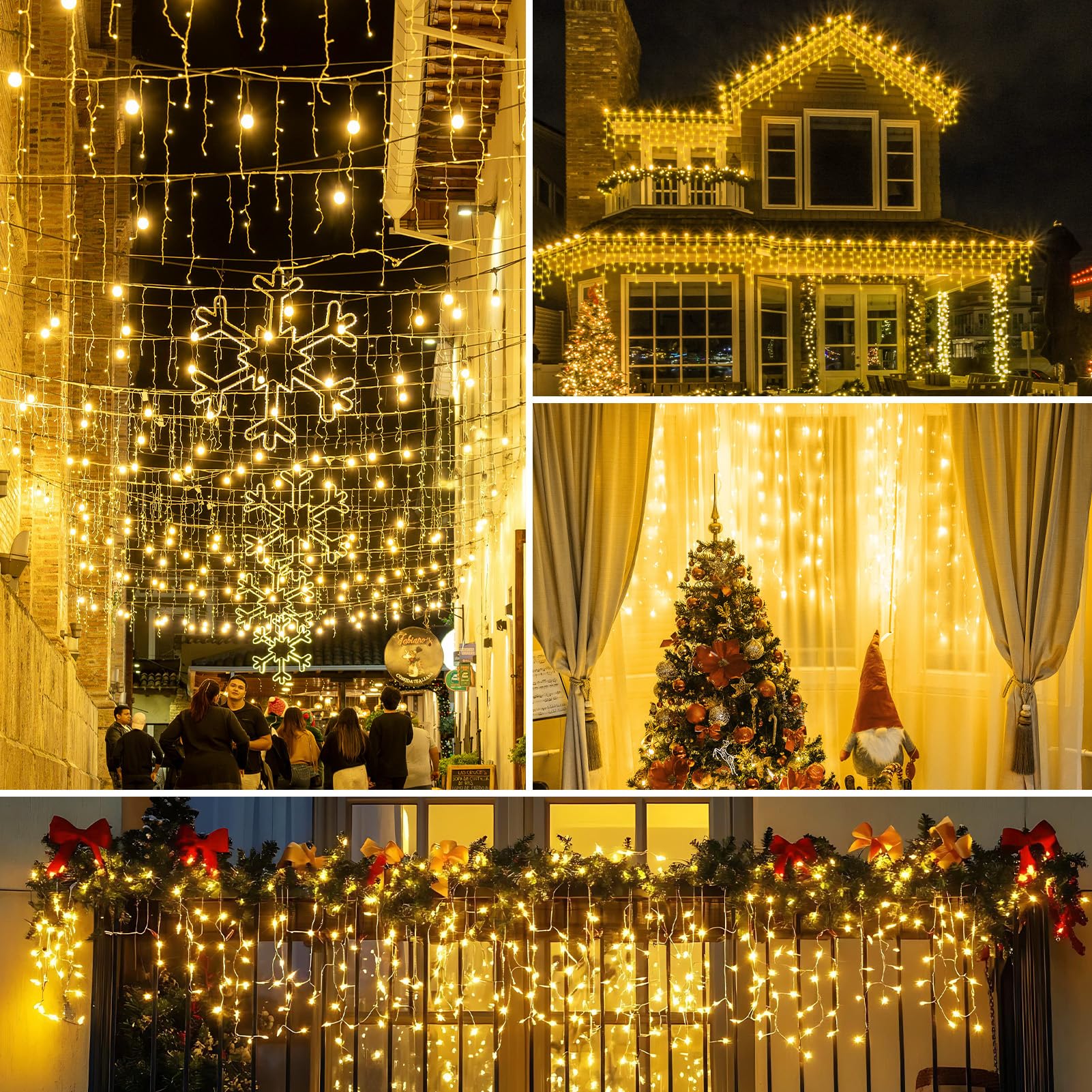 WOWDSGN LED Eisregen Lichterkette Außen, 20M 605LED Lichterkette Außen Weihnachten mit Timer,8 Modi IP44 Wasserdicht, Lichtervorhang Aussen für Weihnachtsdeko Aussen Innen Balkon Party Traufe Warmweiß