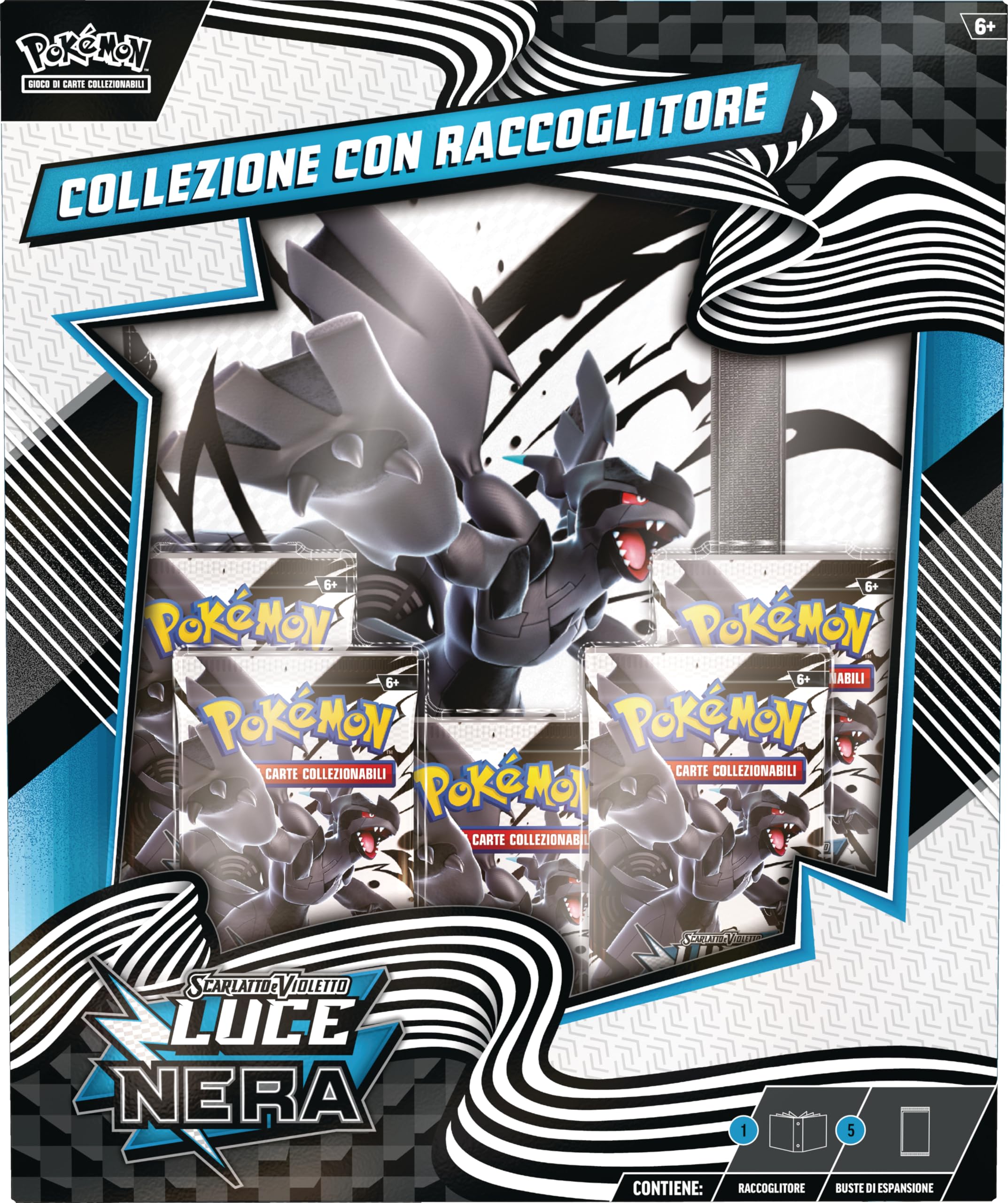 Pokémon: collezione con raccoglitore dell’espansione Scarlatto e Violetto - Luce Nera del GCC Pokémon (raccoglitore con Zekrom e cinque buste di espansione)