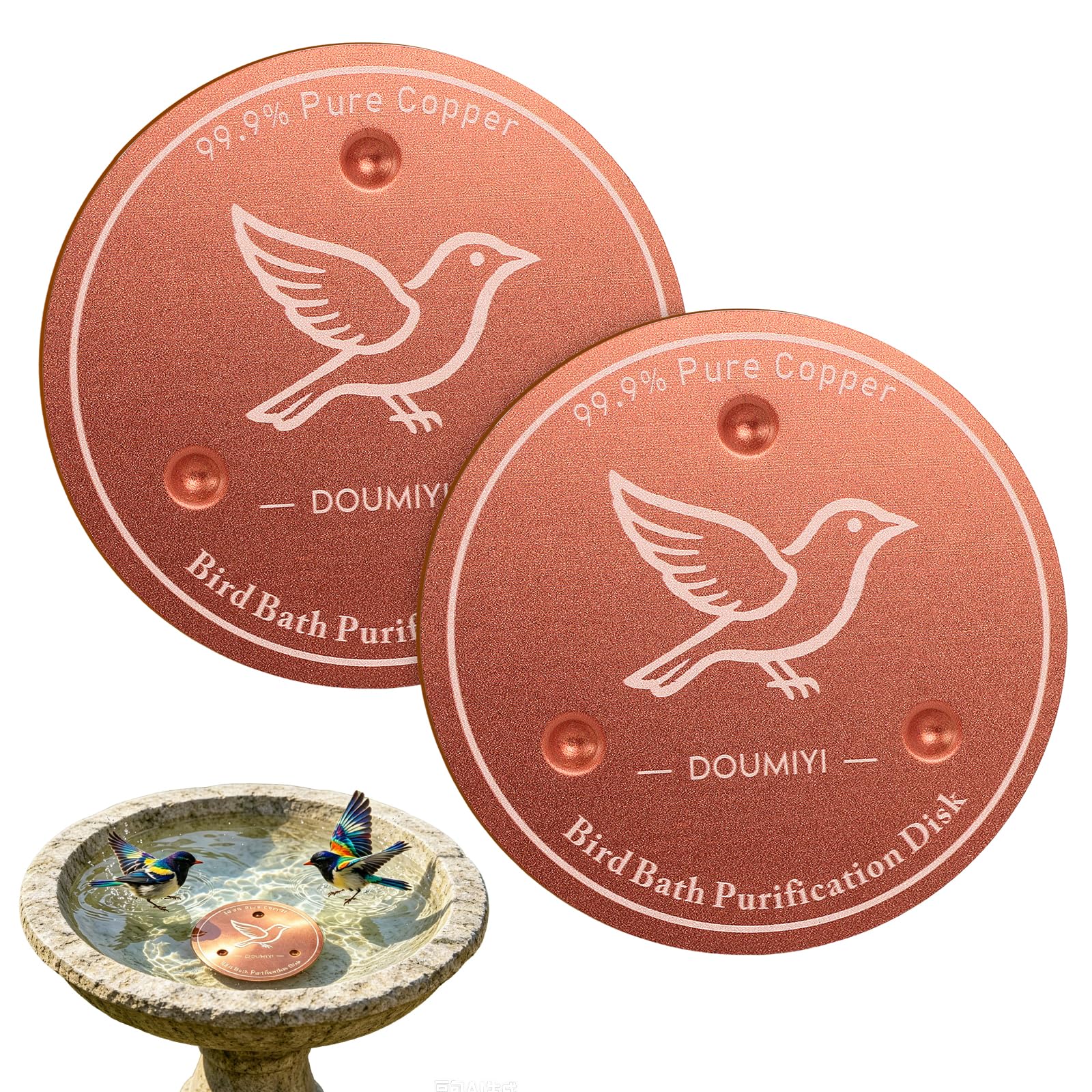 2PCS Bird Bath Copper Disk 99.9% Pure Copper Bird Bath 0.6mm All-Season