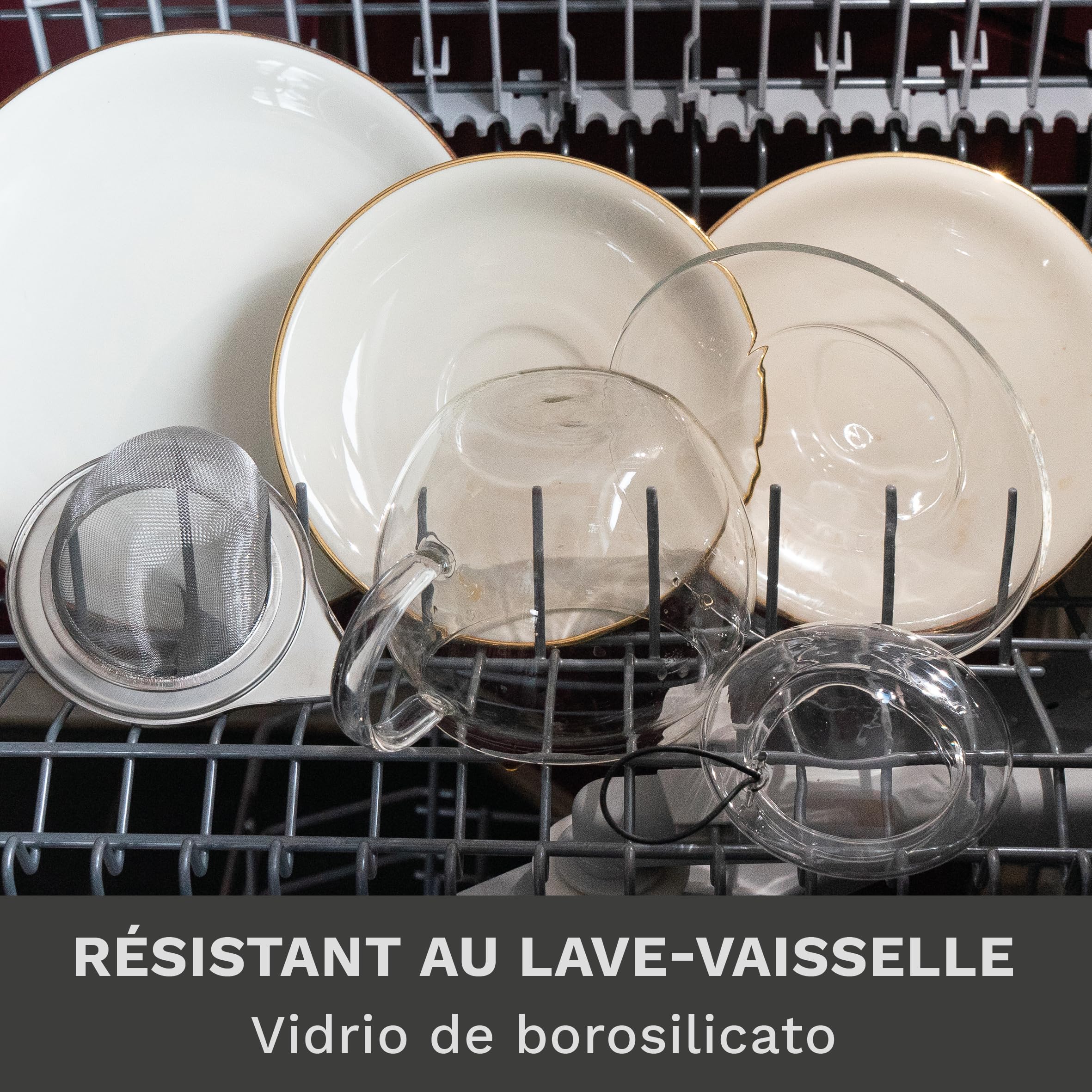 Creano Set de 2 Verres Jumbo XXL 450ml avec Filtre en Acier Inoxydable et Couvercle – Tasses à Thé en Verre Borosilicate Soufflé à la Bouche – Cadeau Couple