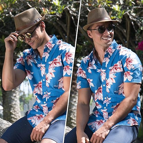 Miniatura 5 de Simplicity Sombrero de paja Trilby Fedora estilo Panamá con cinturón de cuero