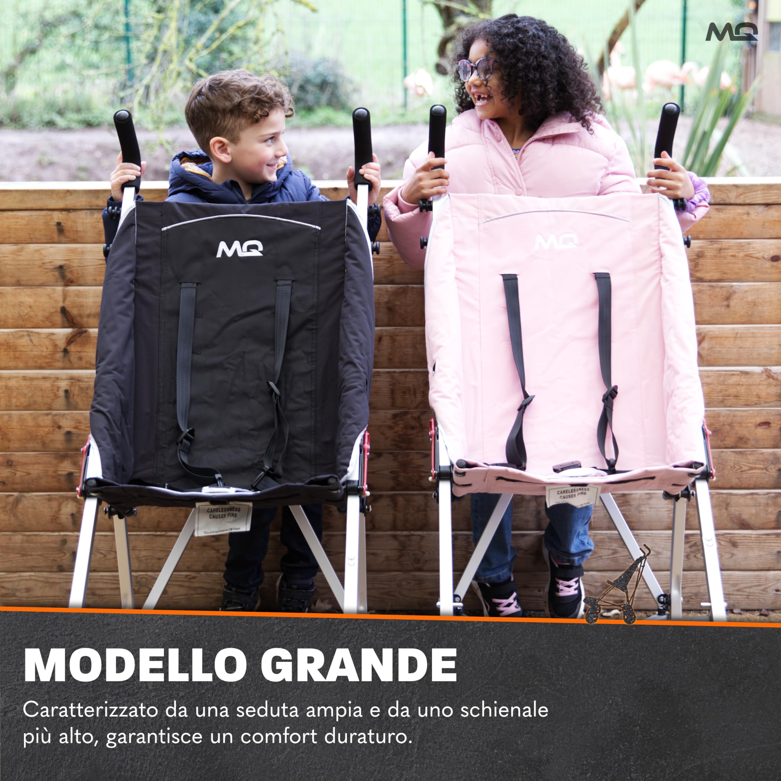 Passeggino per disabili MobiQuip XL, color sabbia - Per bambini più grandi fino a 50 kg - Telaio pieghevole leggero - Poggiapiedi regolabile e cintura di sicurezza a 5 punti