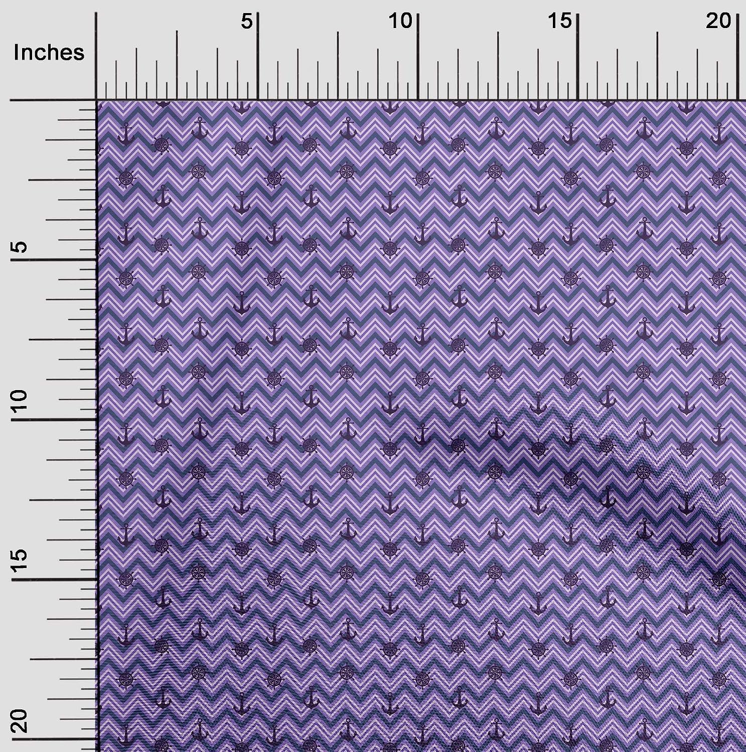 oneOone Georgette Viscose Violet Fabric Nautical Sewing Craft Projects Fabric Prints by Yard 42 Inch Wide