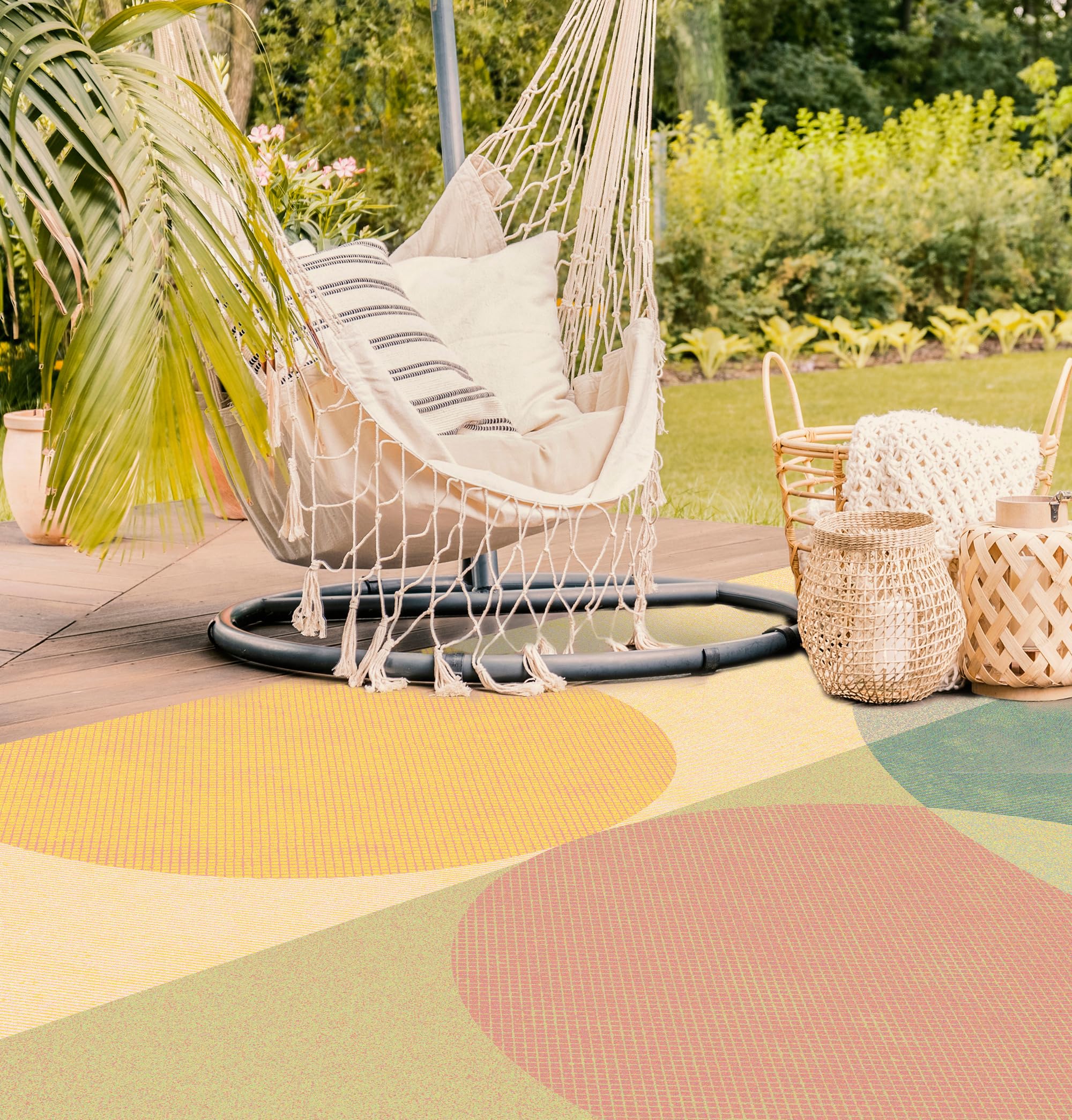 VINILIKO Design | Tapis vinyle abstrait Mojave 100 x 150 cm - Intérieur et extérieur, antidérapant, imperméable, lavable, plusieurs tailles - Vinyle pour salon, terrasse