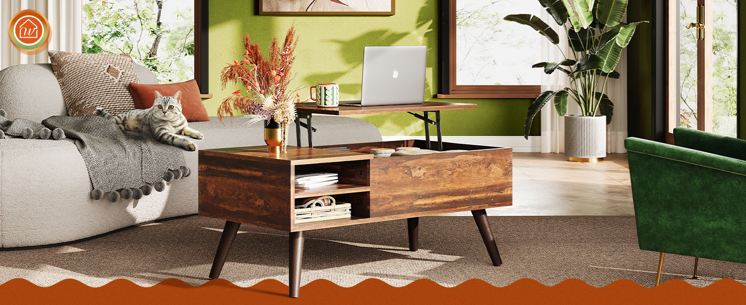 Table basse relevable 105x50x60cm Table basse salon moderne en bois avec 2 tiroirs 6 compartiments et espace caché - chêne à partir de 124,98 € (juin 2026