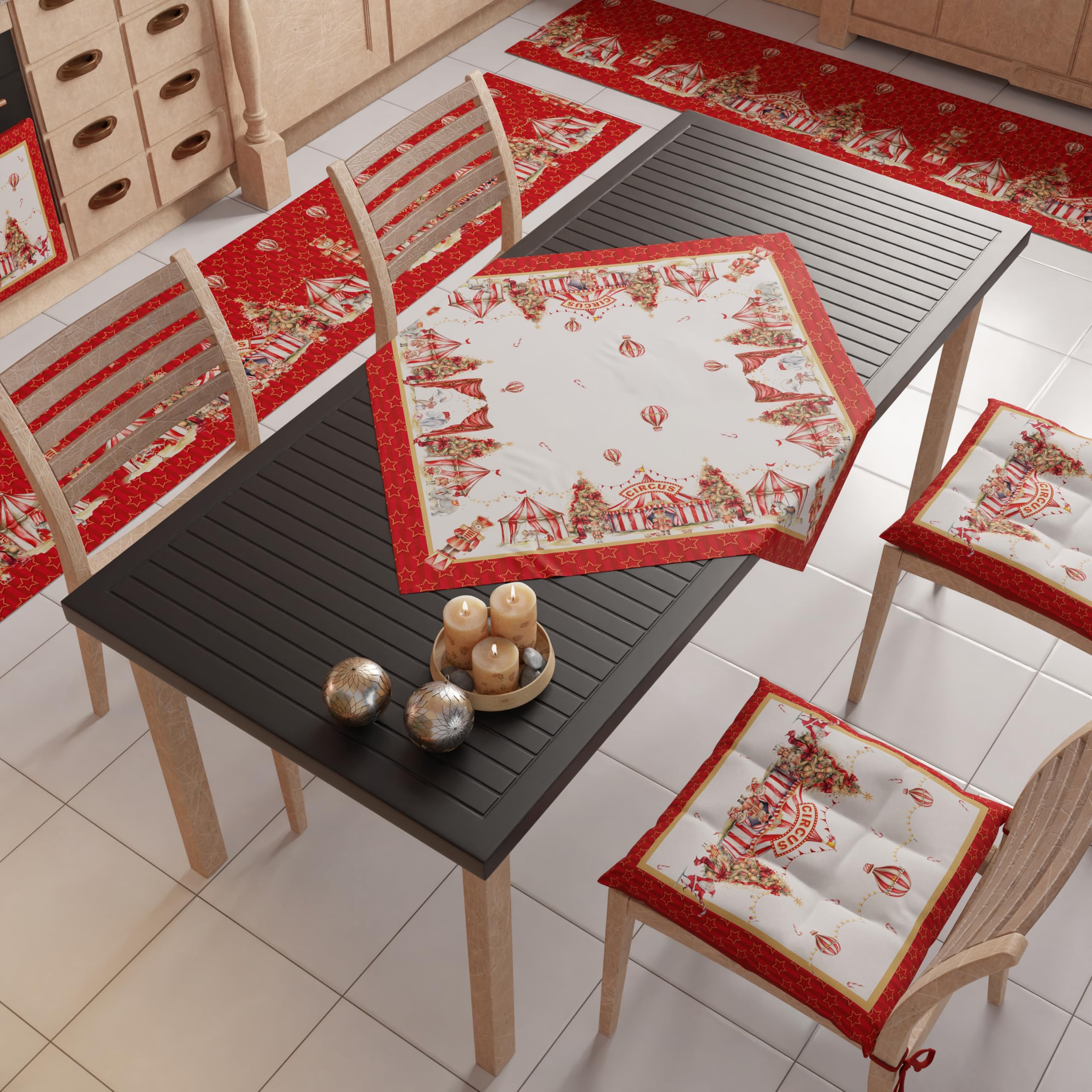 PETTI Artigiani Italiani, Christmas Centerpiece, Christmas Kitchen Table Centerpiece, 90x90 cm Centerpiece Runner - Image 2