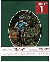 Vista 158 de Tapete de 11 x 14 pulgadas, corte biselado para fotos de 8 x 10 pulgadas, diseño de ante beige precortado, apertura de tablero ovalado, sin ácidos